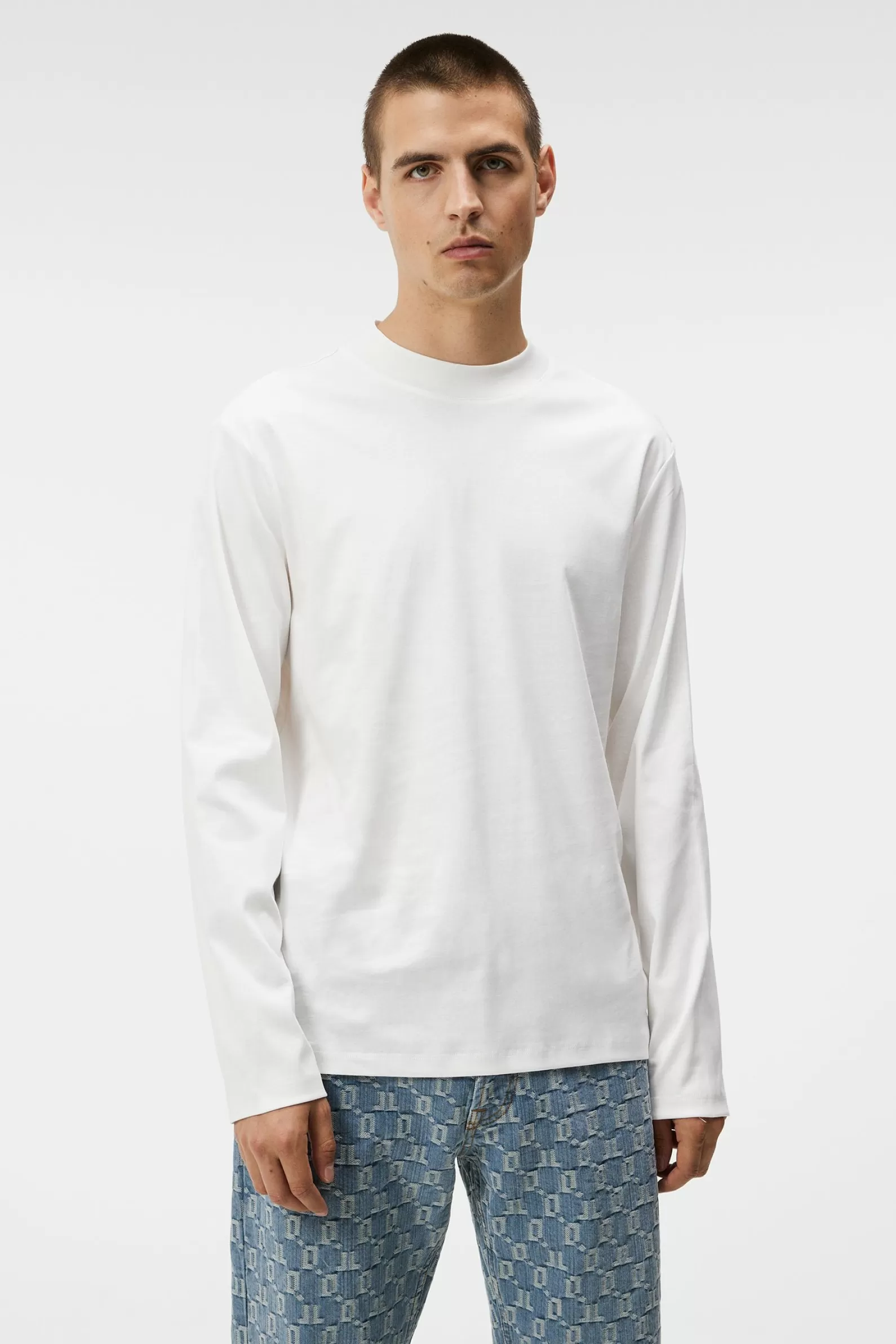 J.Lindeberg Ace Mock Neck Ls T-Shirt White*MÄN T-shirts