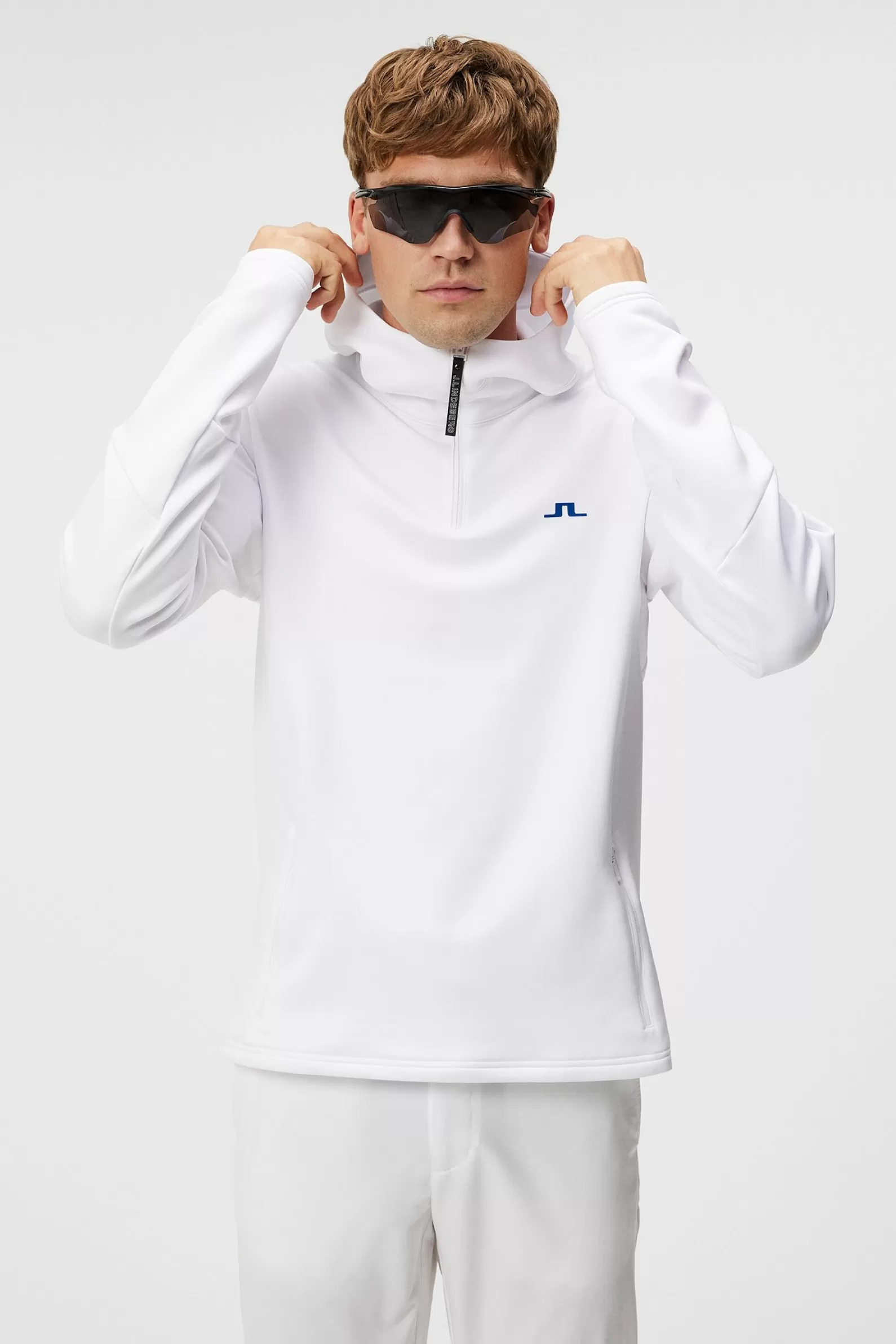 J.Lindeberg Aerial Quarter Hood White*MÄN Hoodies