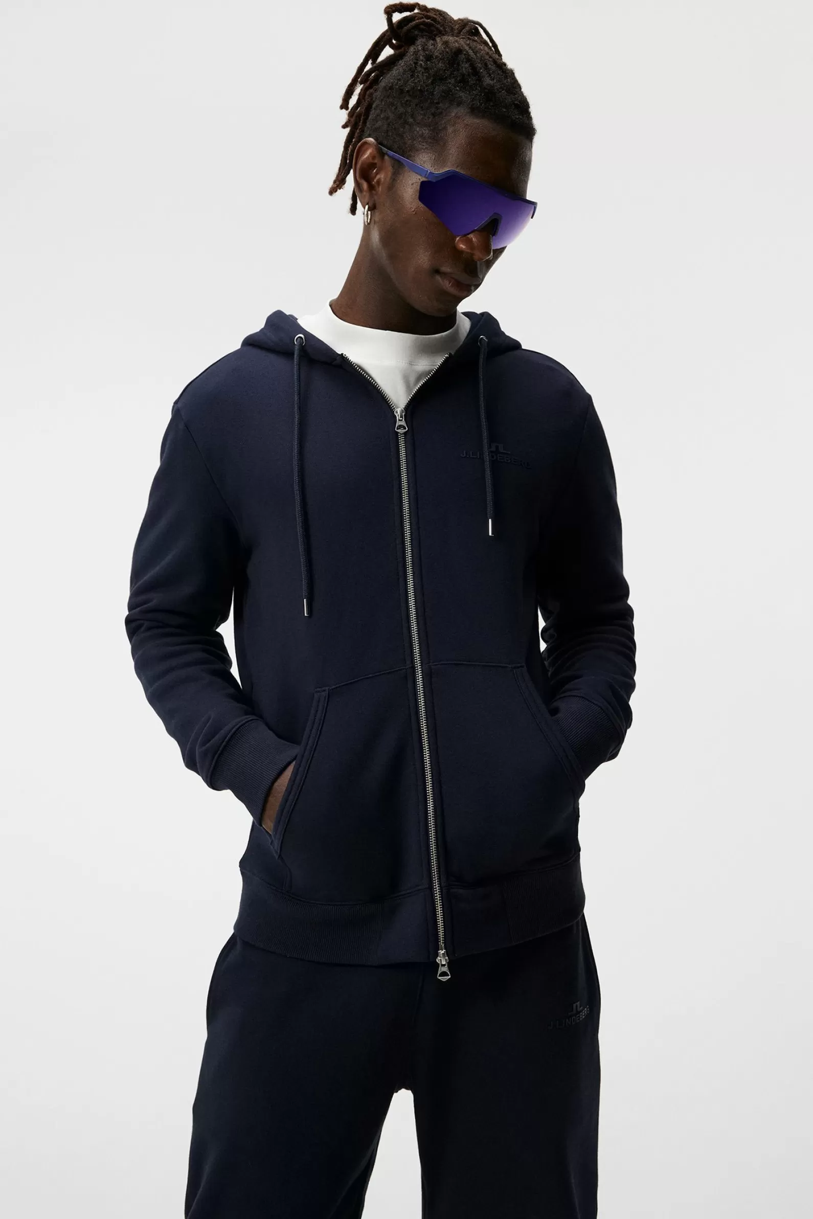 J.Lindeberg Alpha Zip Hood Jl Navy*MÄN Tröjor | Hoodies