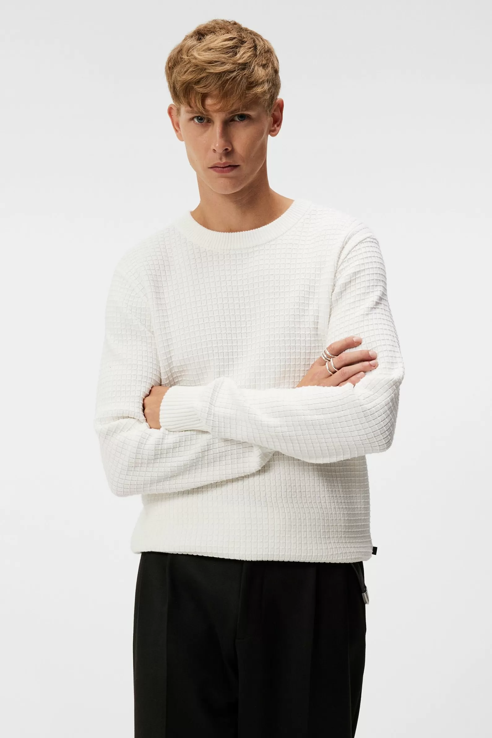 J.Lindeberg Archer Structure Sweater Cloud White*MÄN Stickat