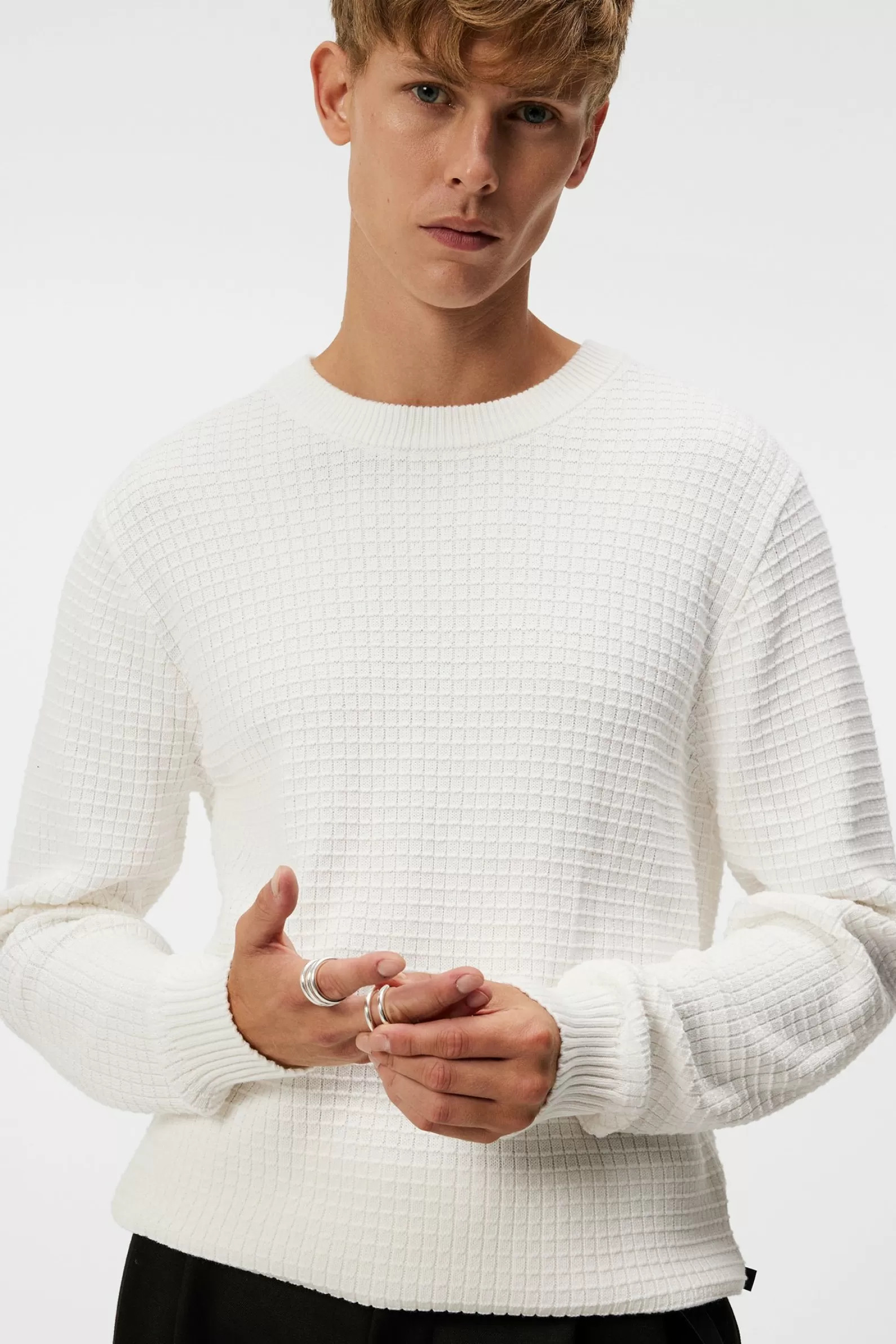 J.Lindeberg Archer Structure Sweater Cloud White*MÄN Stickat