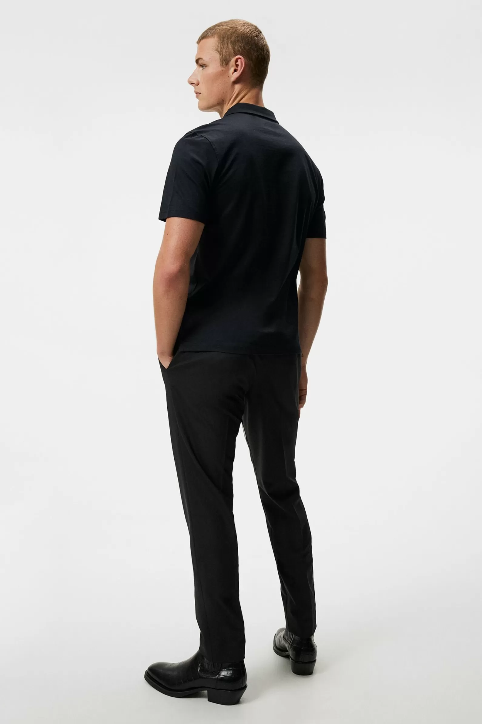 J.Lindeberg Asher Zip Ss Polo Shirt Black*MÄN Polotröjor