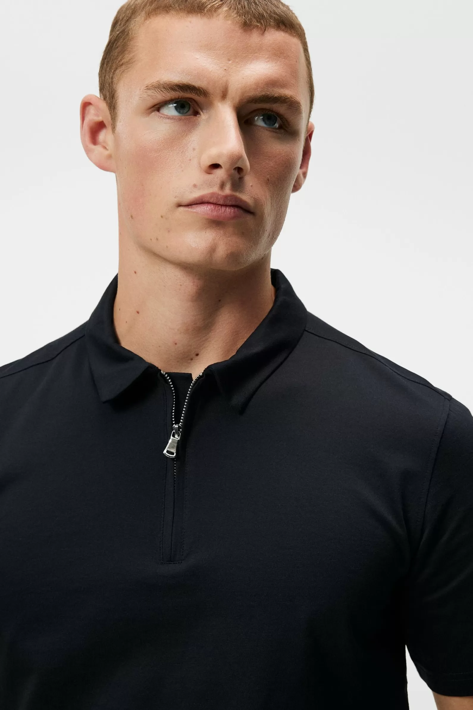 J.Lindeberg Asher Zip Ss Polo Shirt Black*MÄN Polotröjor