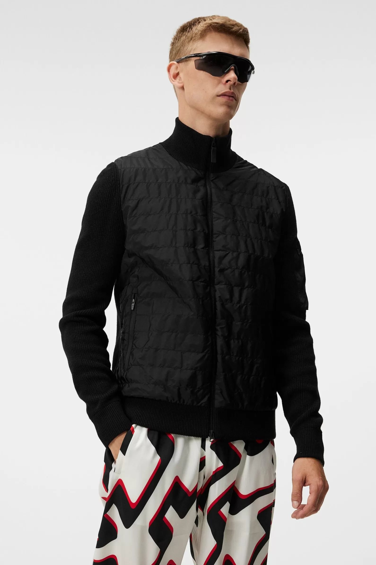 J.Lindeberg Beck Knitted Hybrid Jacket Black*MÄN Jackor