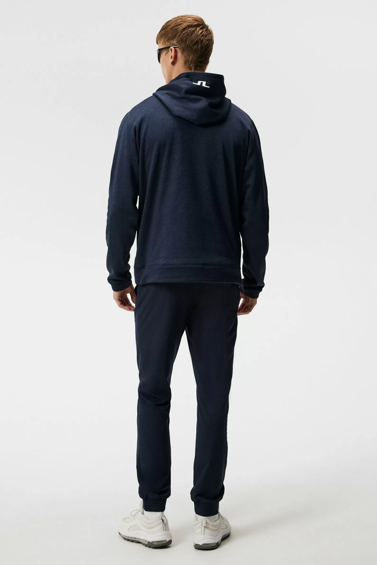 J.Lindeberg Brush Hood Navy Melange*MÄN Hoodies