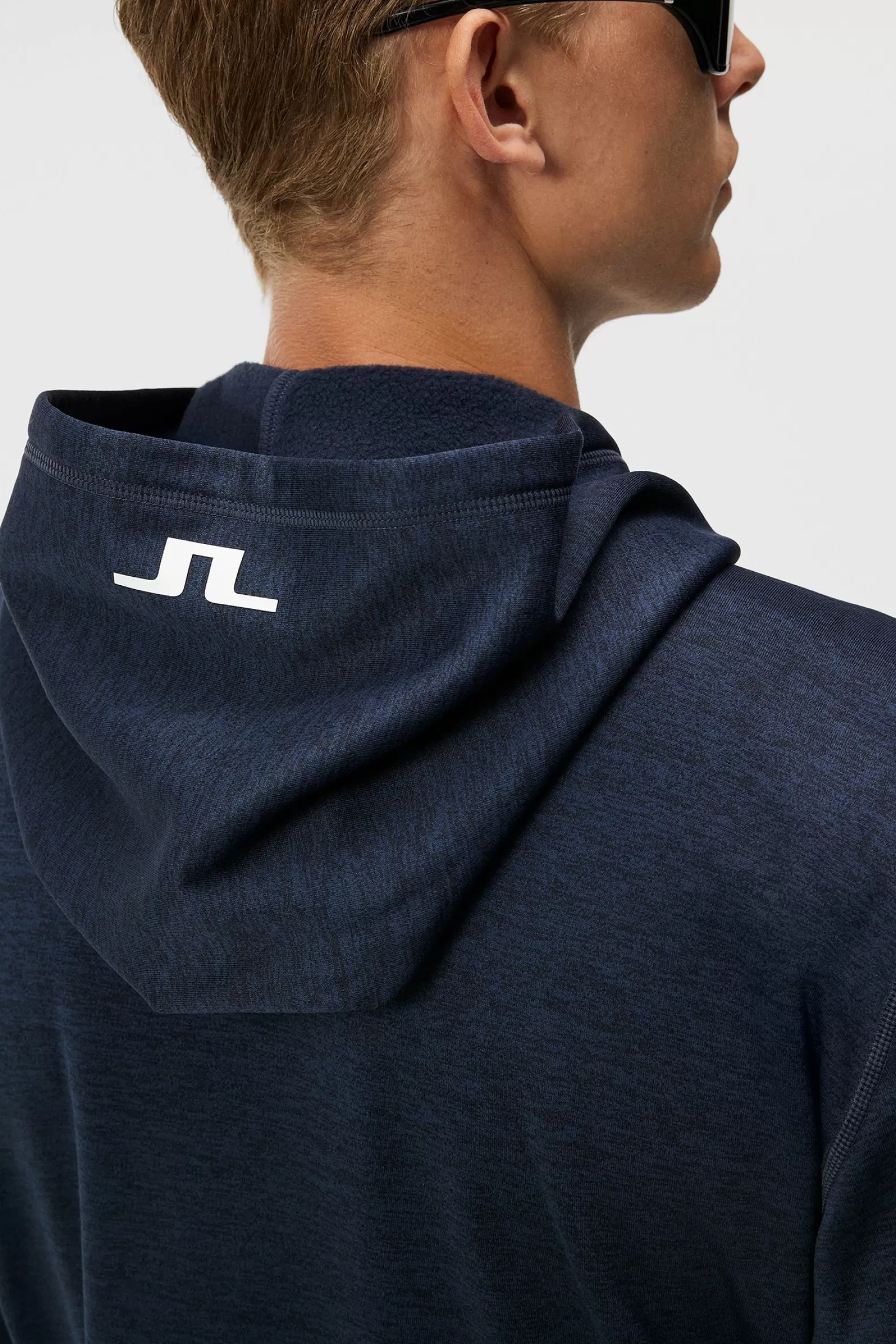 J.Lindeberg Brush Hood Navy Melange*MÄN Hoodies