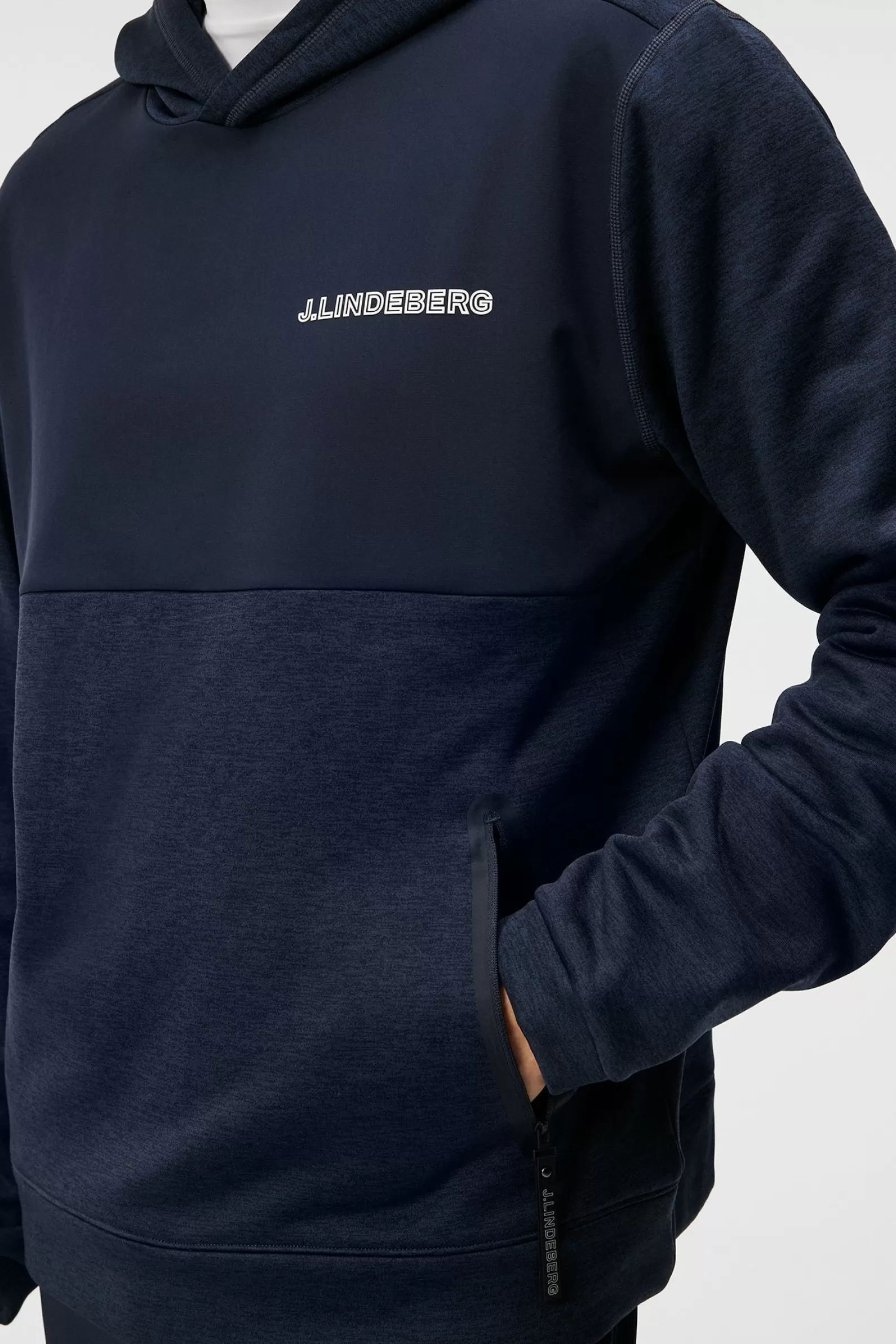 J.Lindeberg Brush Hood Navy Melange*MÄN Hoodies