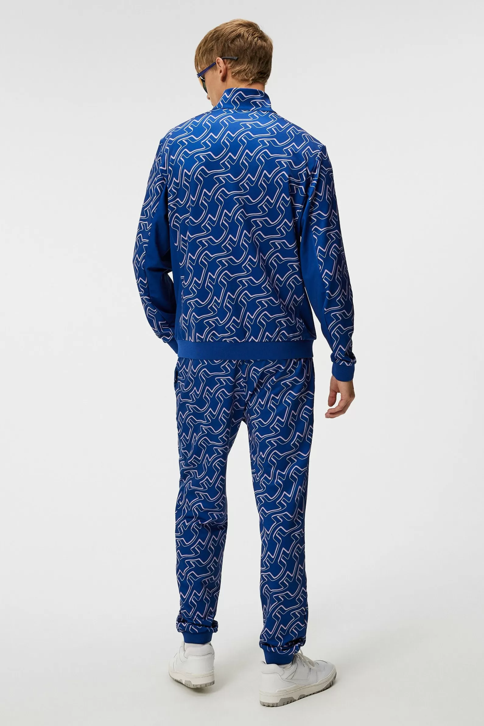 J.Lindeberg Callum Print Zip Jacket Outline Bridge Wave Blue*MÄN Bas- och mellanlager