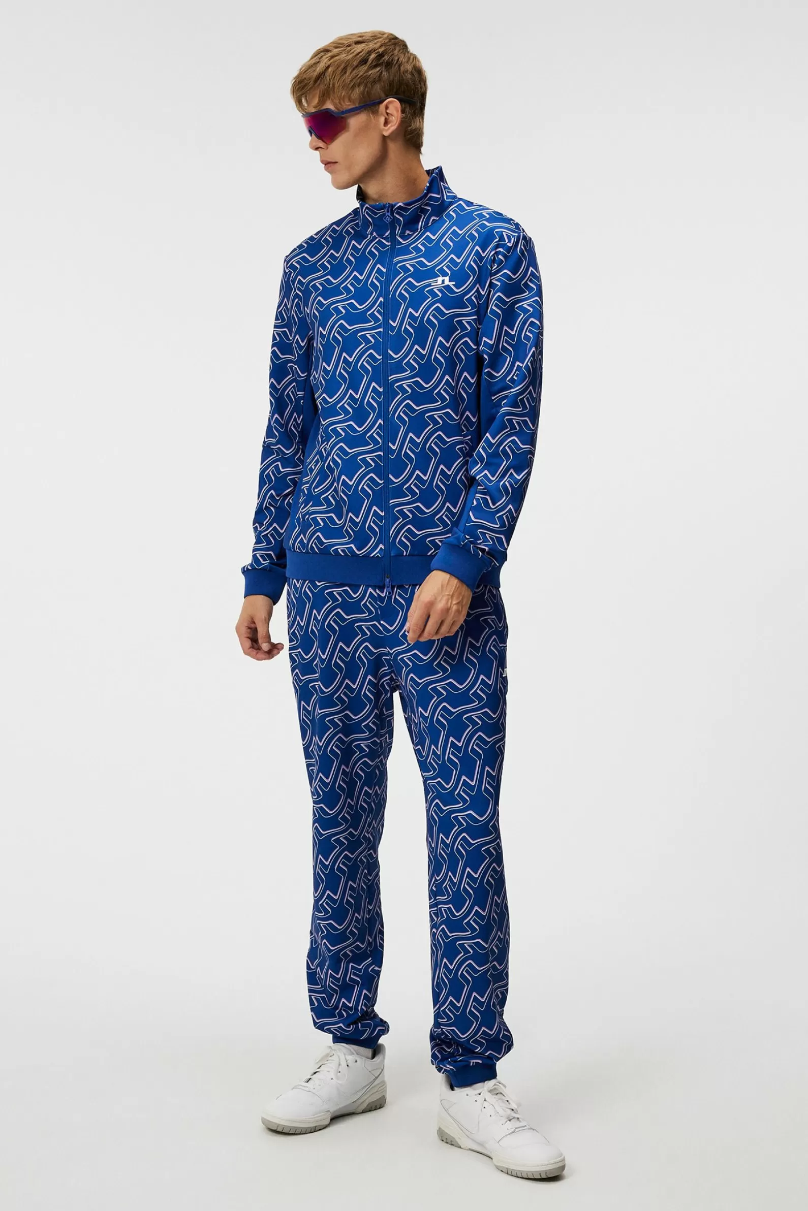 J.Lindeberg Callum Print Zip Jacket Outline Bridge Wave Blue*MÄN Bas- och mellanlager