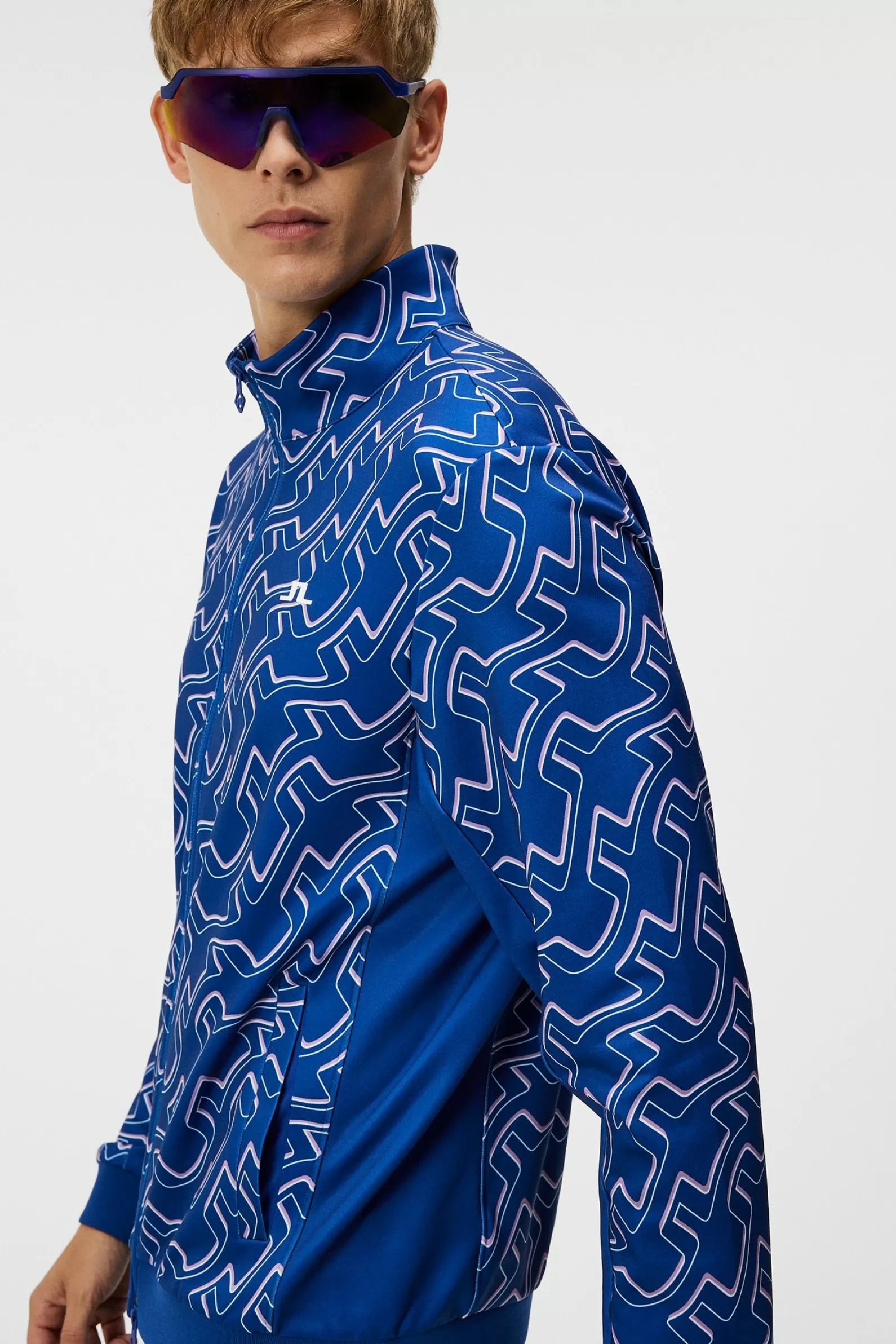 J.Lindeberg Callum Print Zip Jacket Outline Bridge Wave Blue*MÄN Bas- och mellanlager