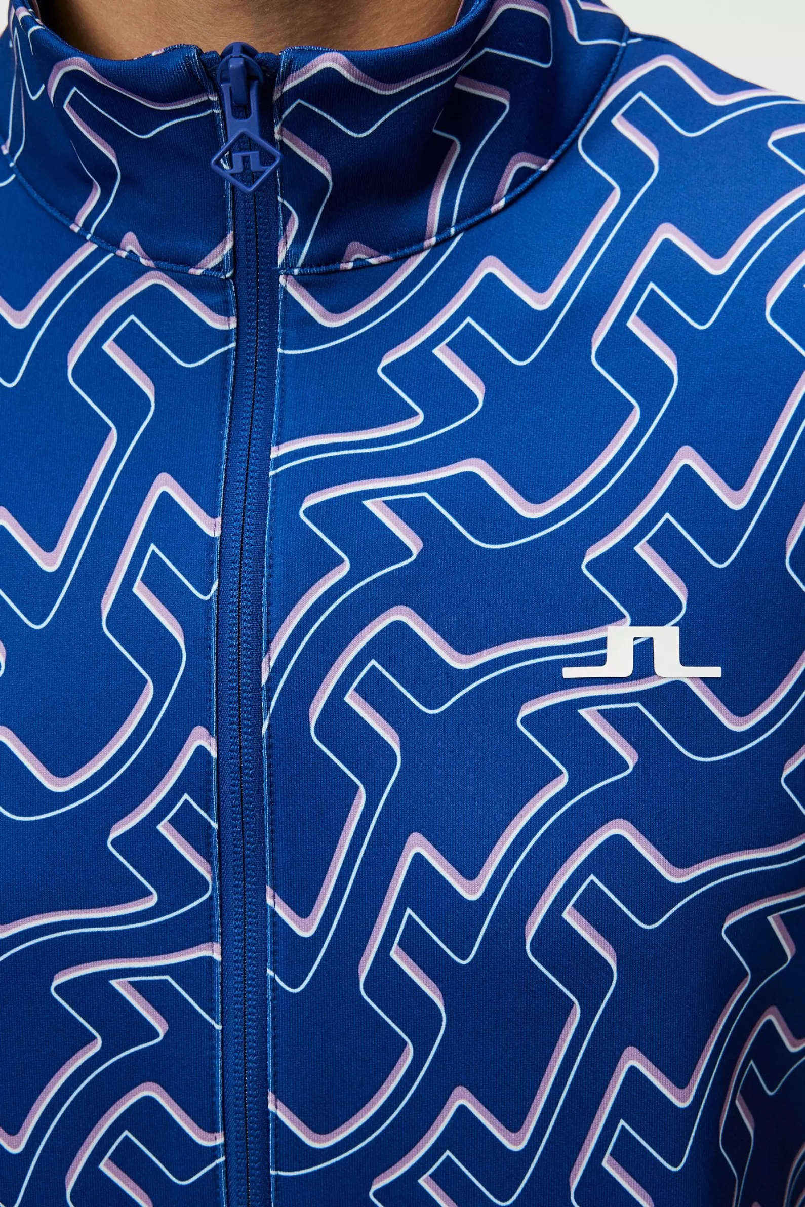 J.Lindeberg Callum Print Zip Jacket Outline Bridge Wave Blue*MÄN Bas- och mellanlager