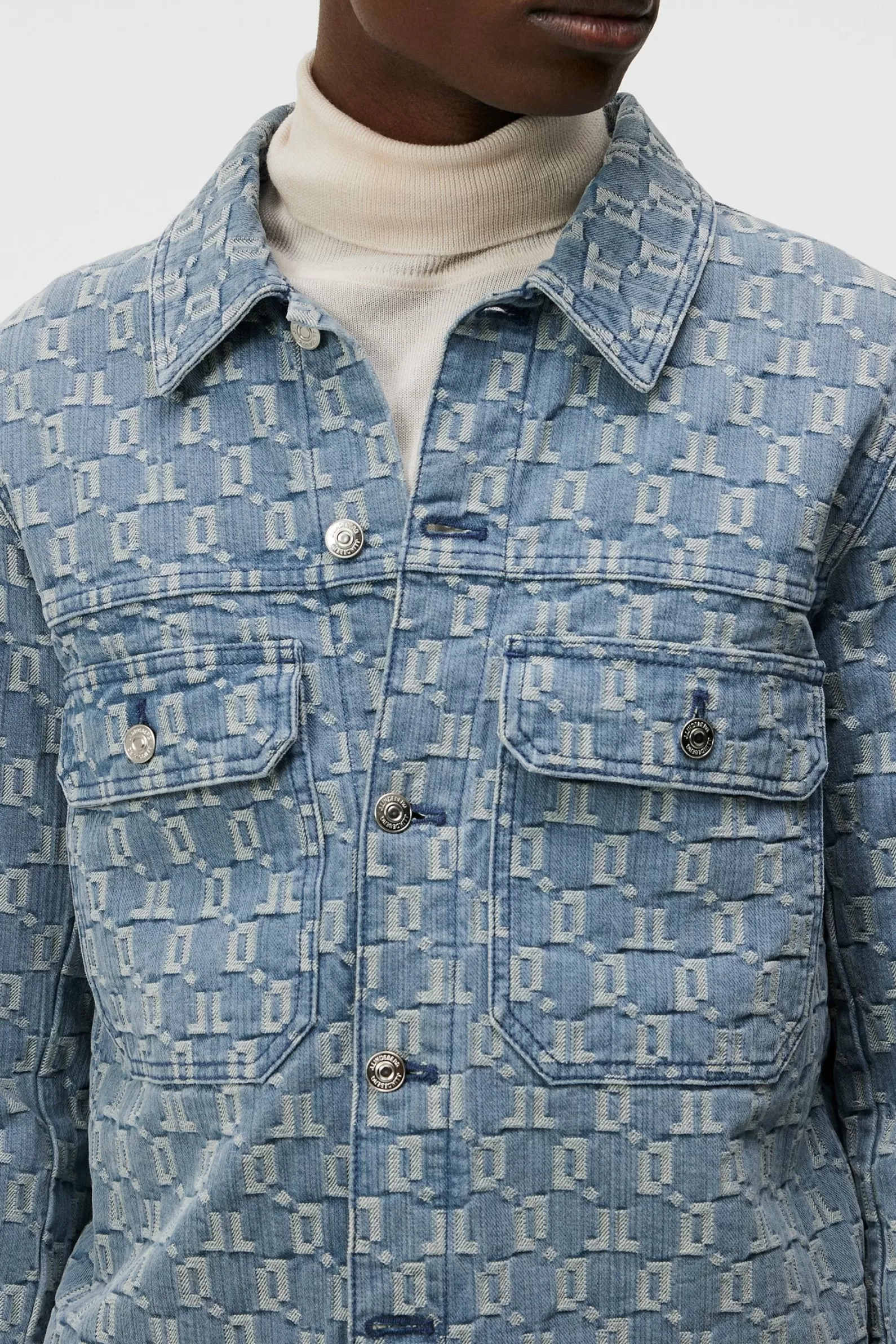 J.Lindeberg Cam Jacquard Denim Jacket Mid Blue*MÄN Jackor