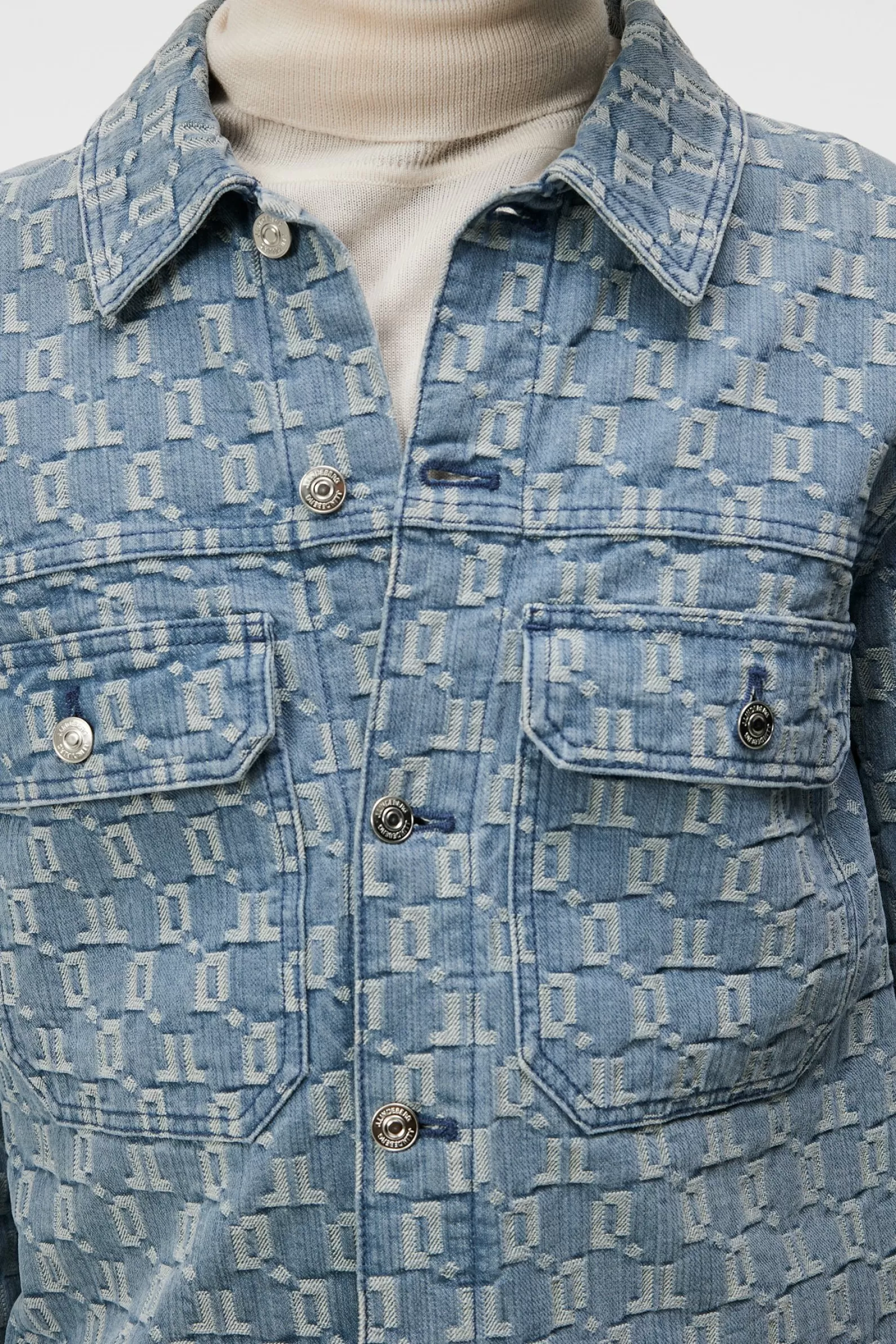 J.Lindeberg Cam Jacquard Denim Jacket Mid Blue*MÄN Jackor