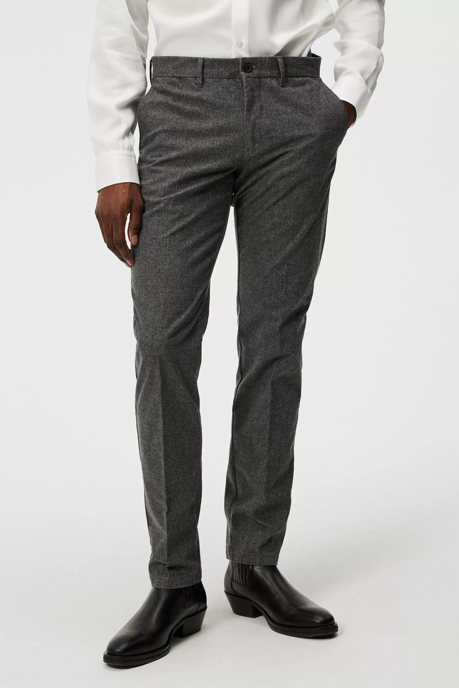 J.Lindeberg Chaze Herringbone Flex Pants Dark Grey*MÄN Skräddarsydda byxor | Byxor