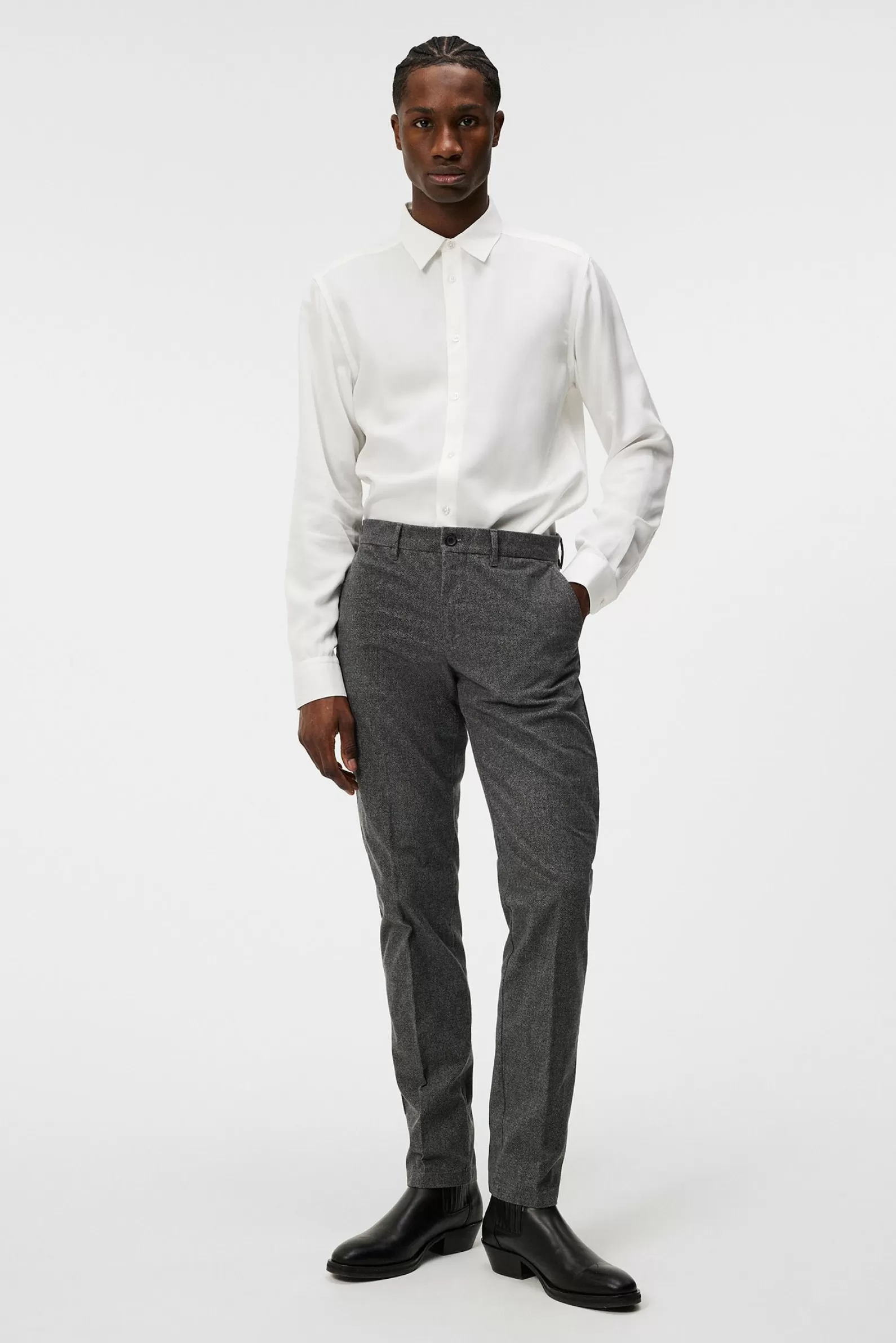 J.Lindeberg Chaze Herringbone Flex Pants Dark Grey*MÄN Skräddarsydda byxor | Byxor