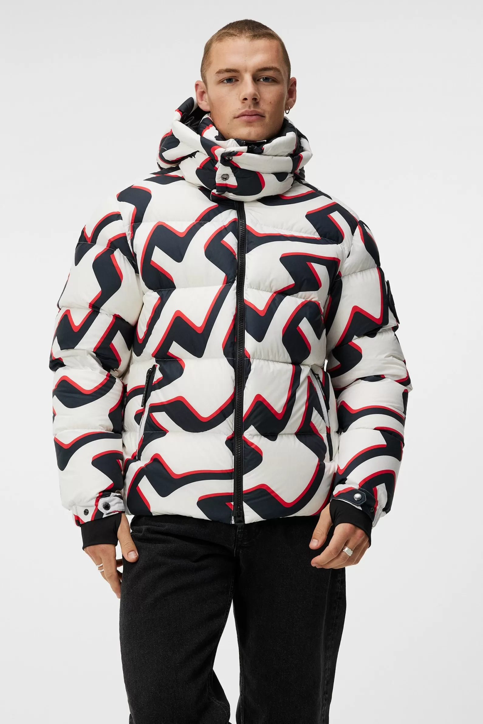 J.Lindeberg Creek Down Jacket Printed Bridge Wave Xl White*MÄN Jackor