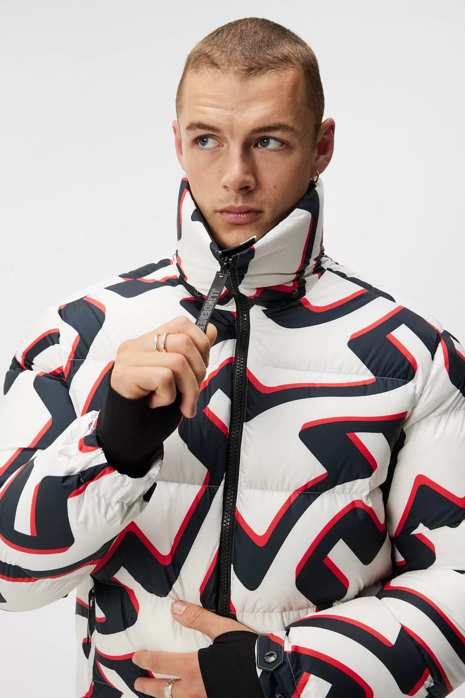 J.Lindeberg Creek Down Jacket Printed Bridge Wave Xl White*MÄN Jackor