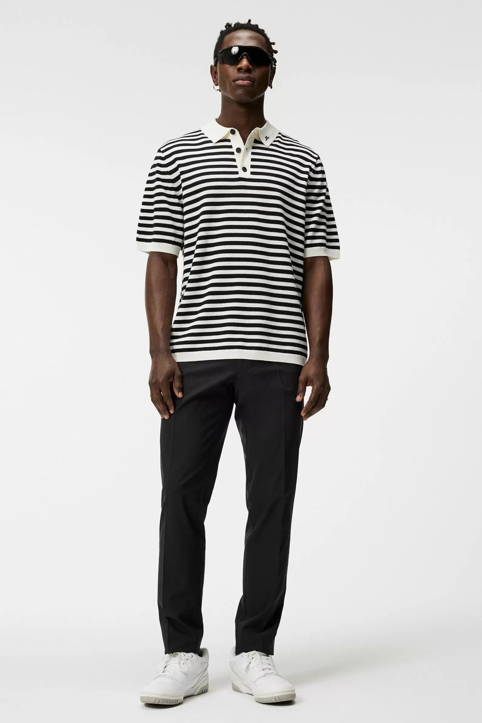 J.Lindeberg Darrell Stripe Loose Polo Black*MÄN Stickat | Polotröjor