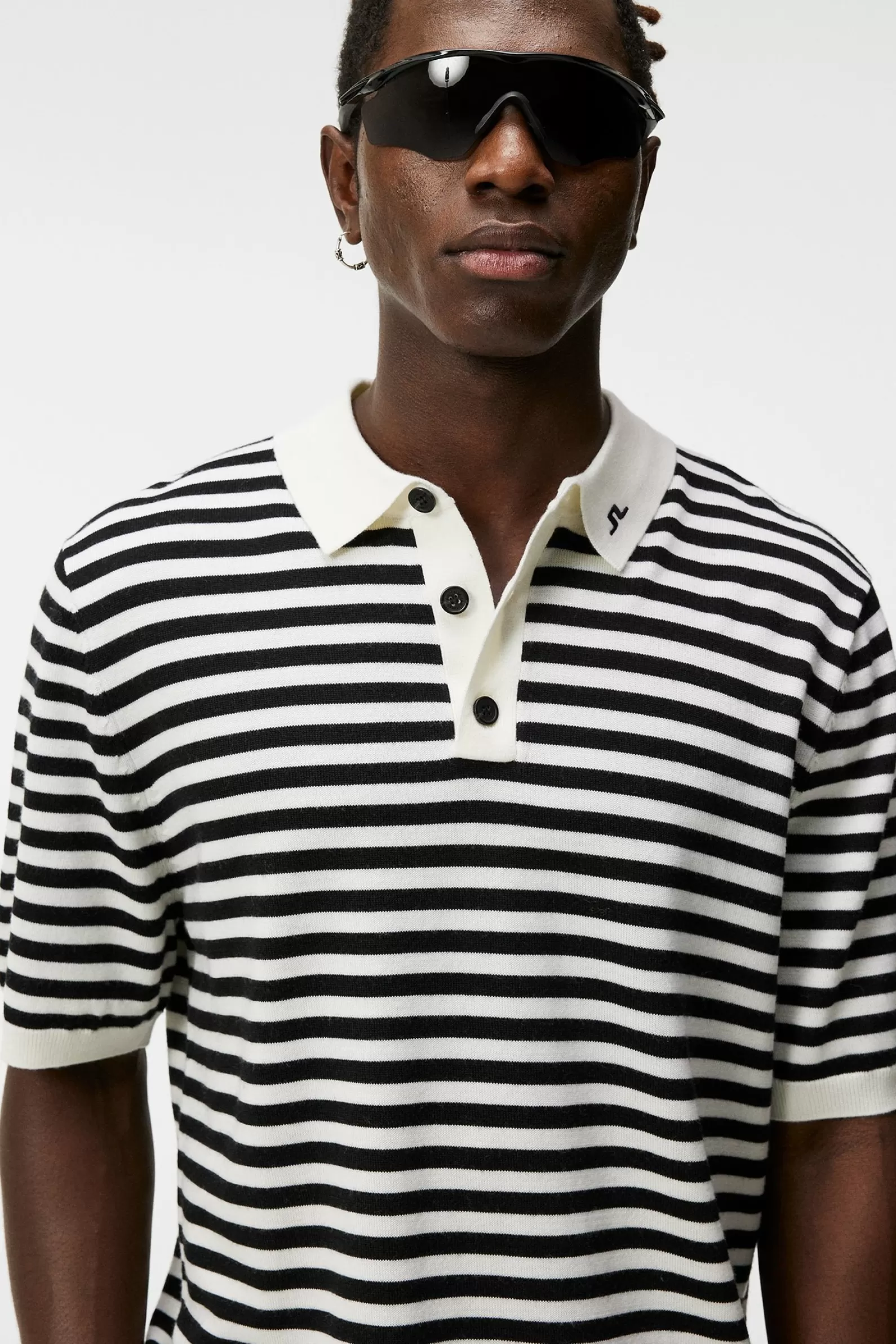 J.Lindeberg Darrell Stripe Loose Polo Black*MÄN Stickat | Polotröjor