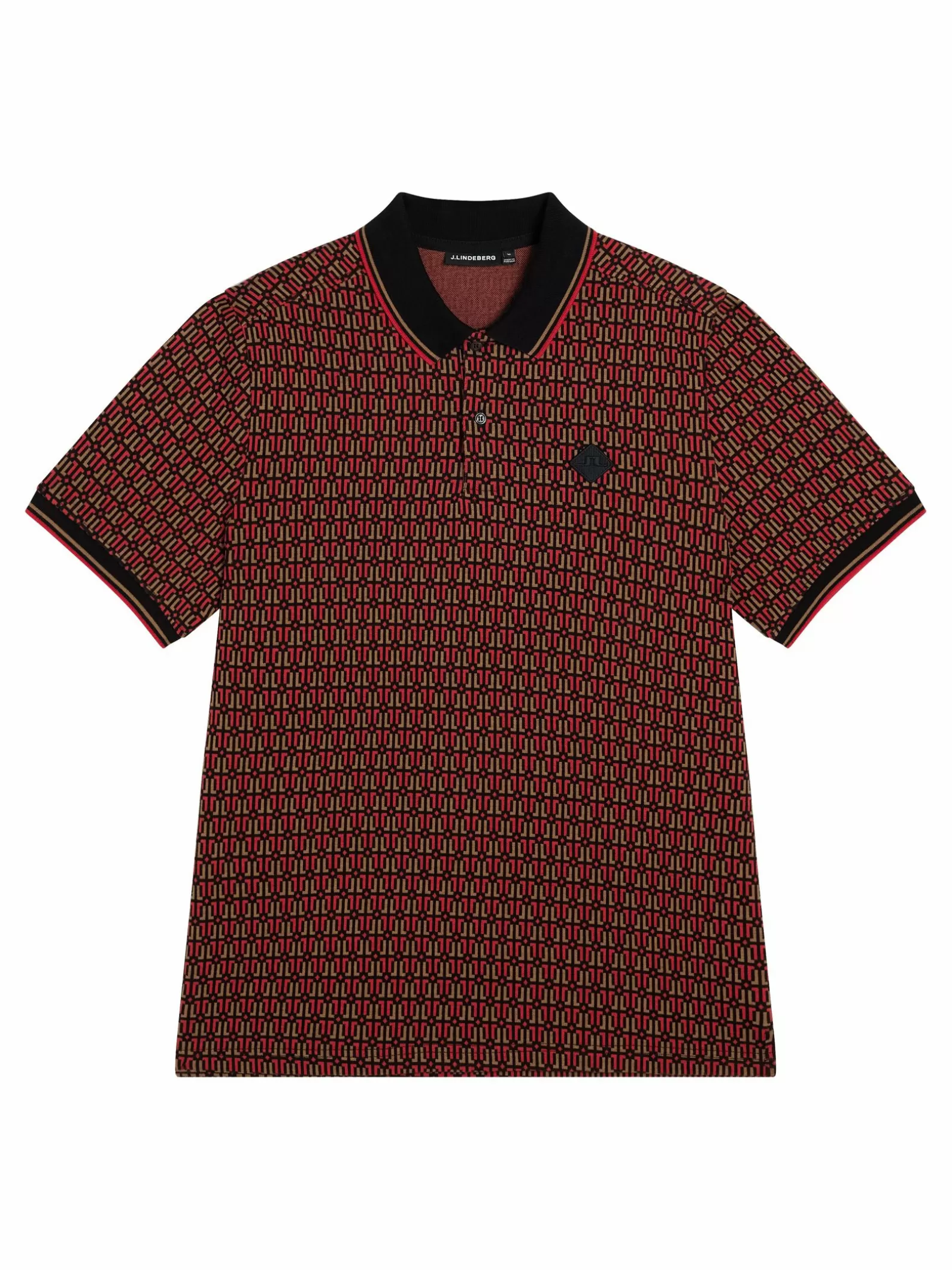 J.Lindeberg Deklan Jacquard Polo Black*MÄN Polotröjor