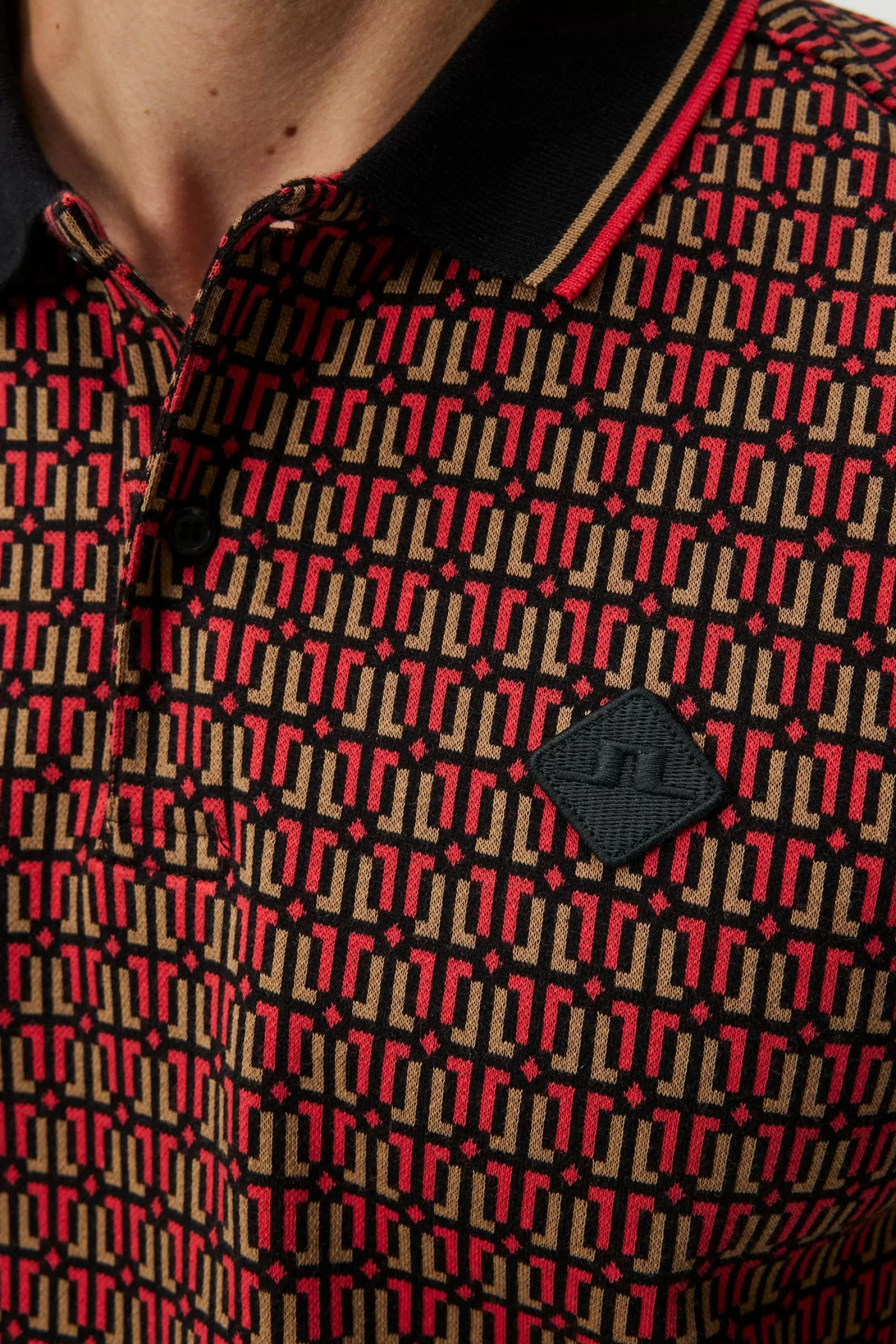 J.Lindeberg Deklan Jacquard Polo Black*MÄN Polotröjor