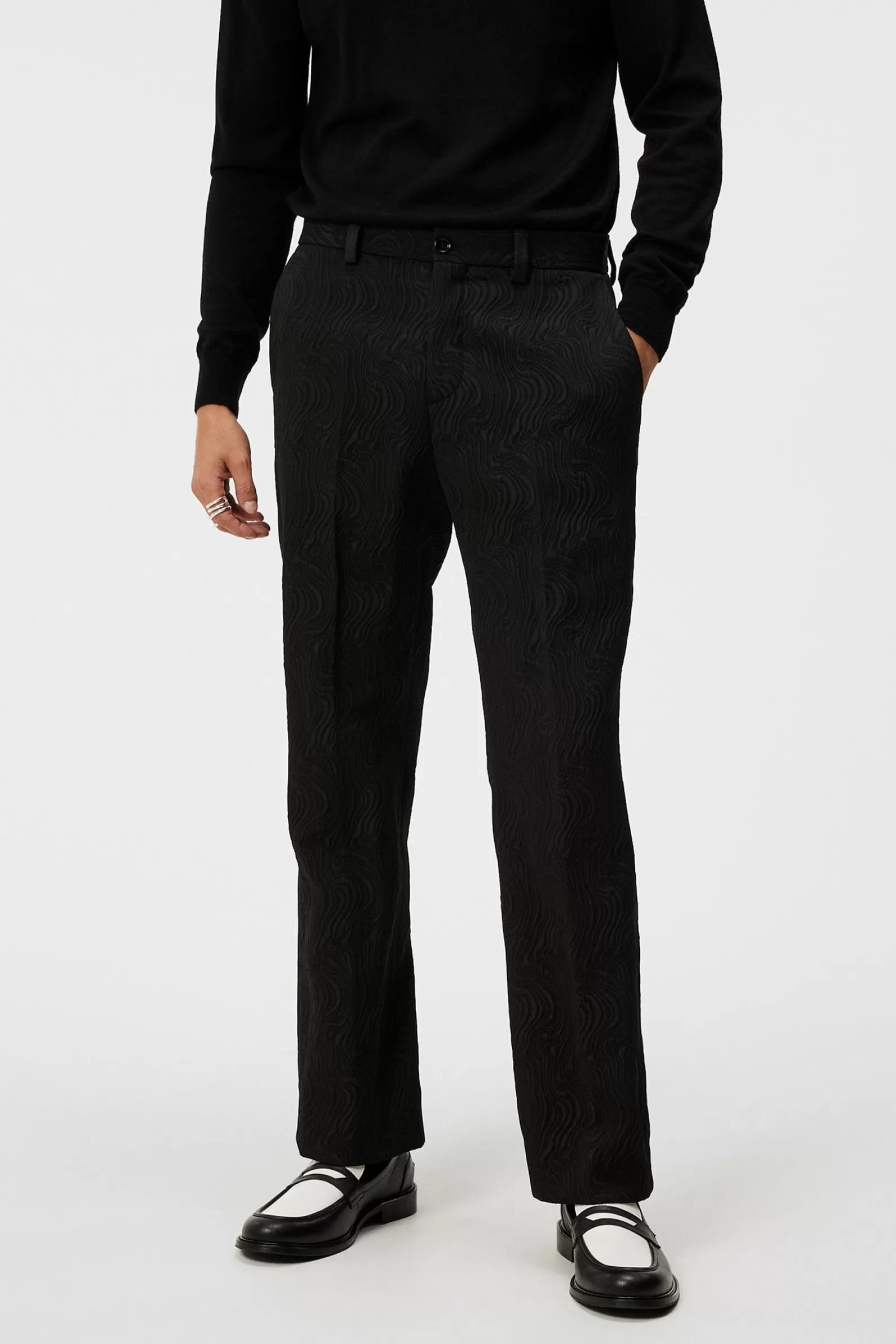 J.Lindeberg Dropper Jacquard Swirl Pants Black*MÄN Byxor | Skräddarsydda byxor