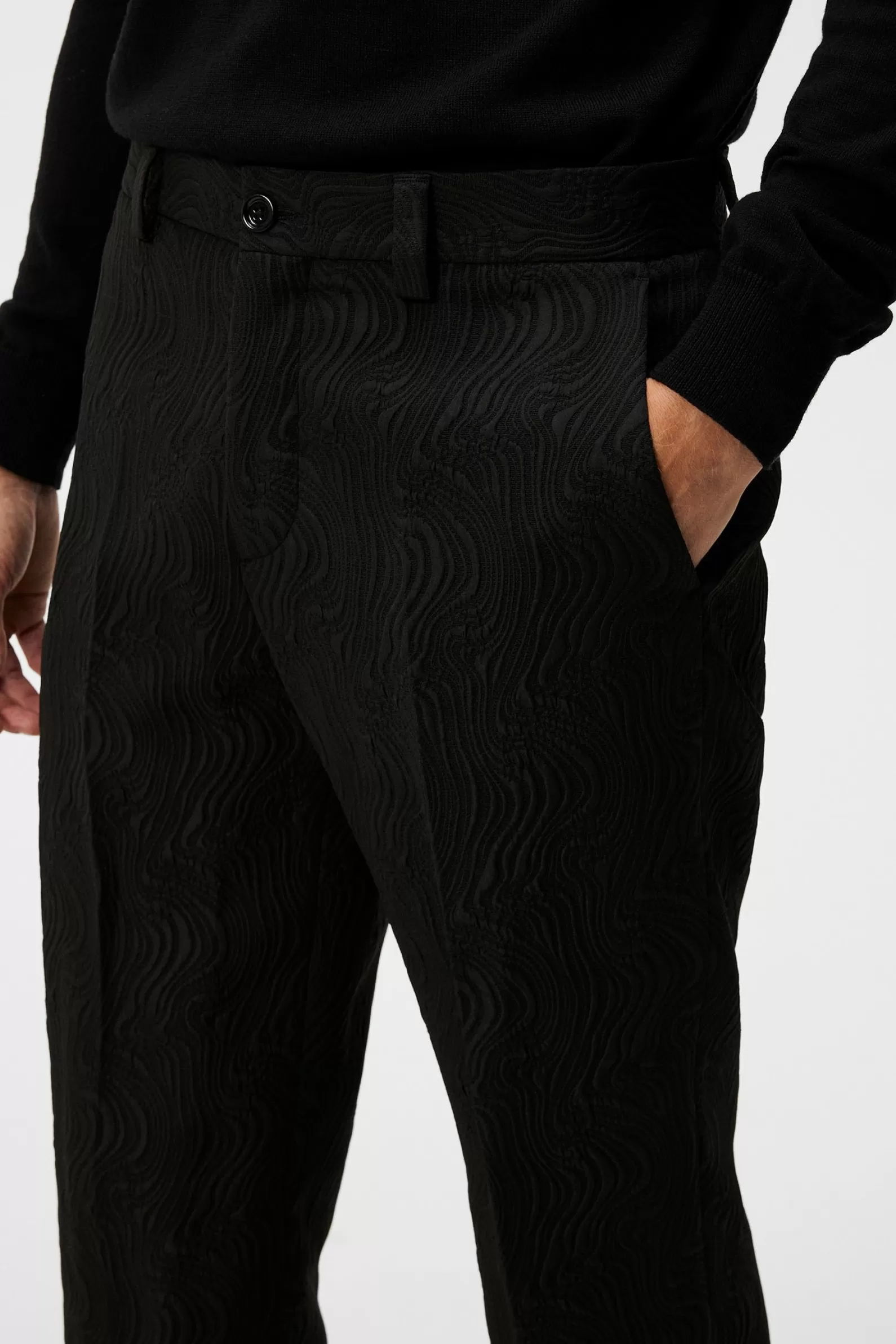 J.Lindeberg Dropper Jacquard Swirl Pants Black*MÄN Byxor | Skräddarsydda byxor