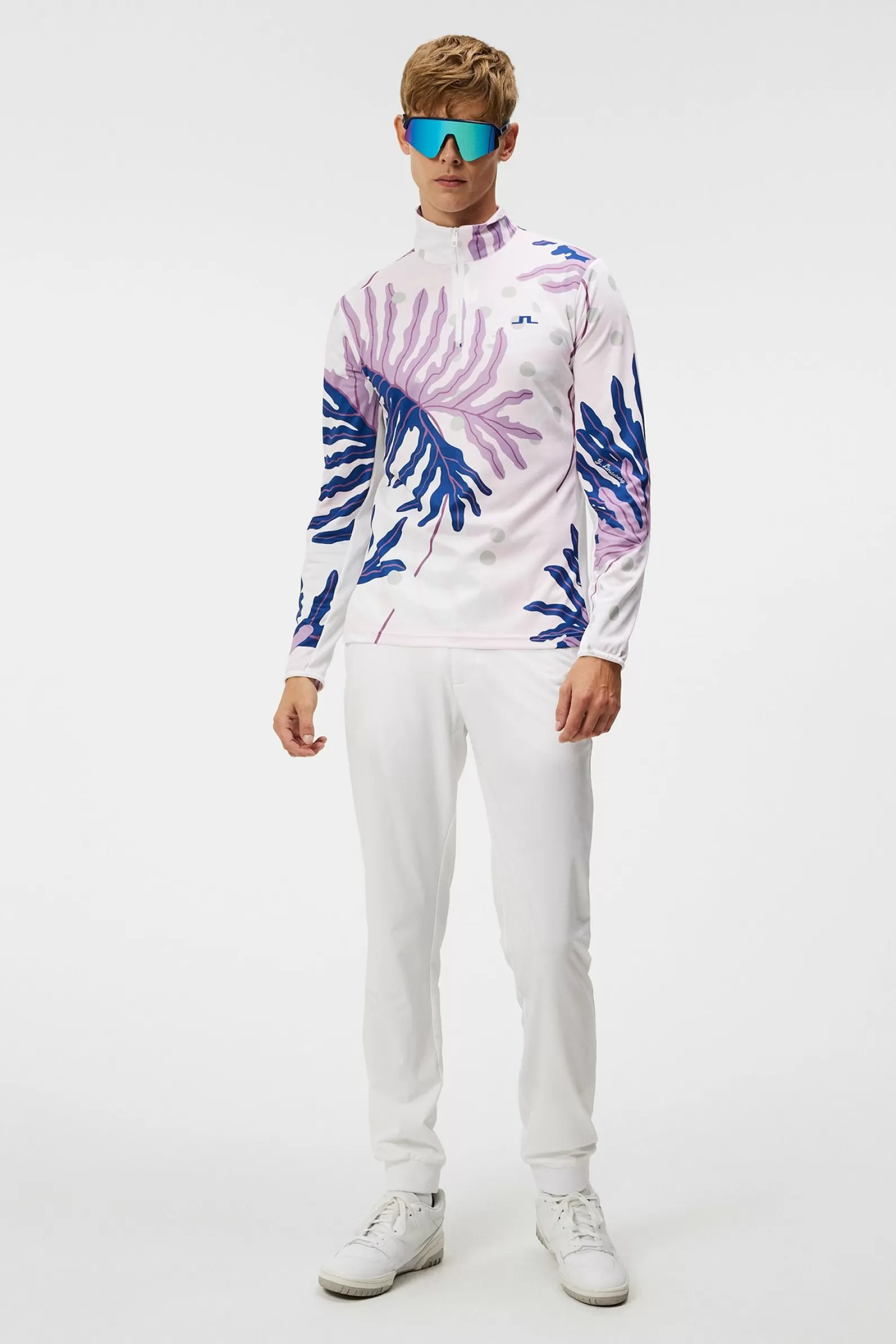 J.Lindeberg Emanuel Print Mid Layer Paradise Monstera Pink*MÄN Bas- och mellanlager