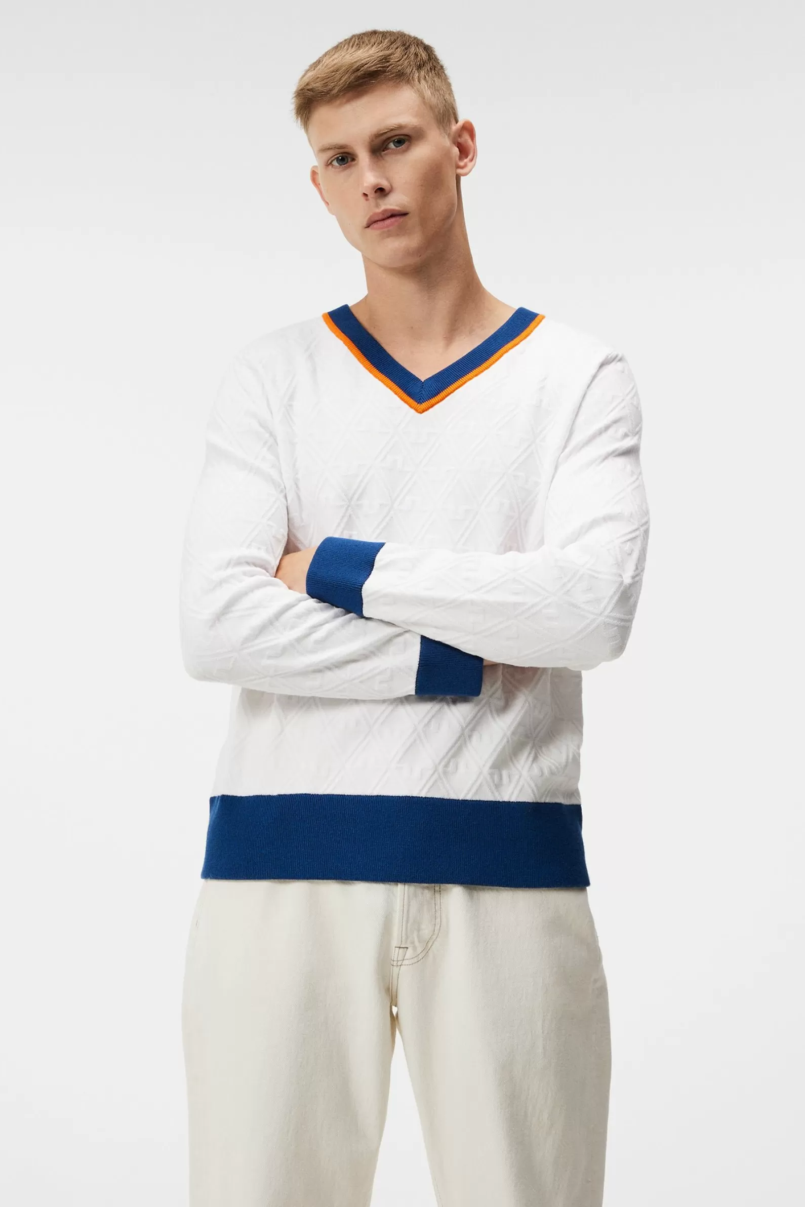 J.Lindeberg Finely Knitted Sweater White*MÄN Stickat