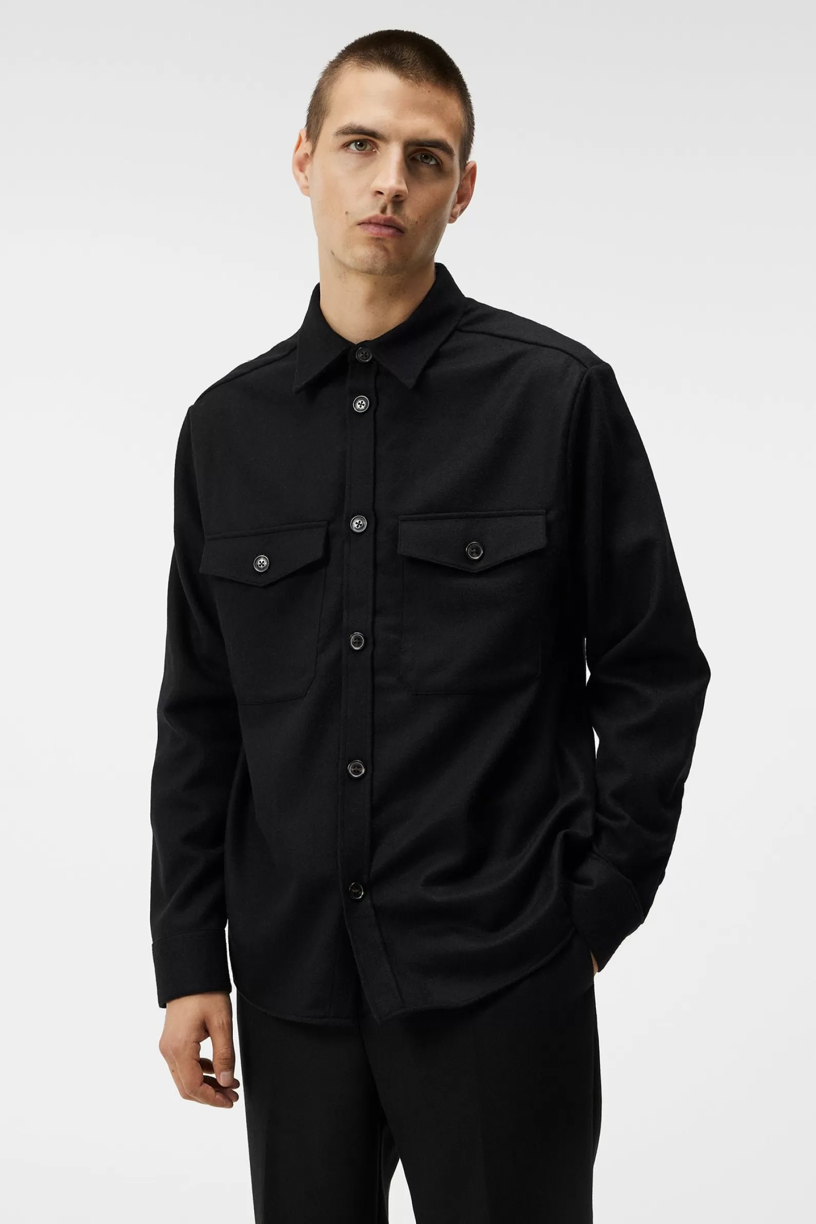 J.Lindeberg Flat Wool Overshirt Black*MÄN Jackor | Övertröjor