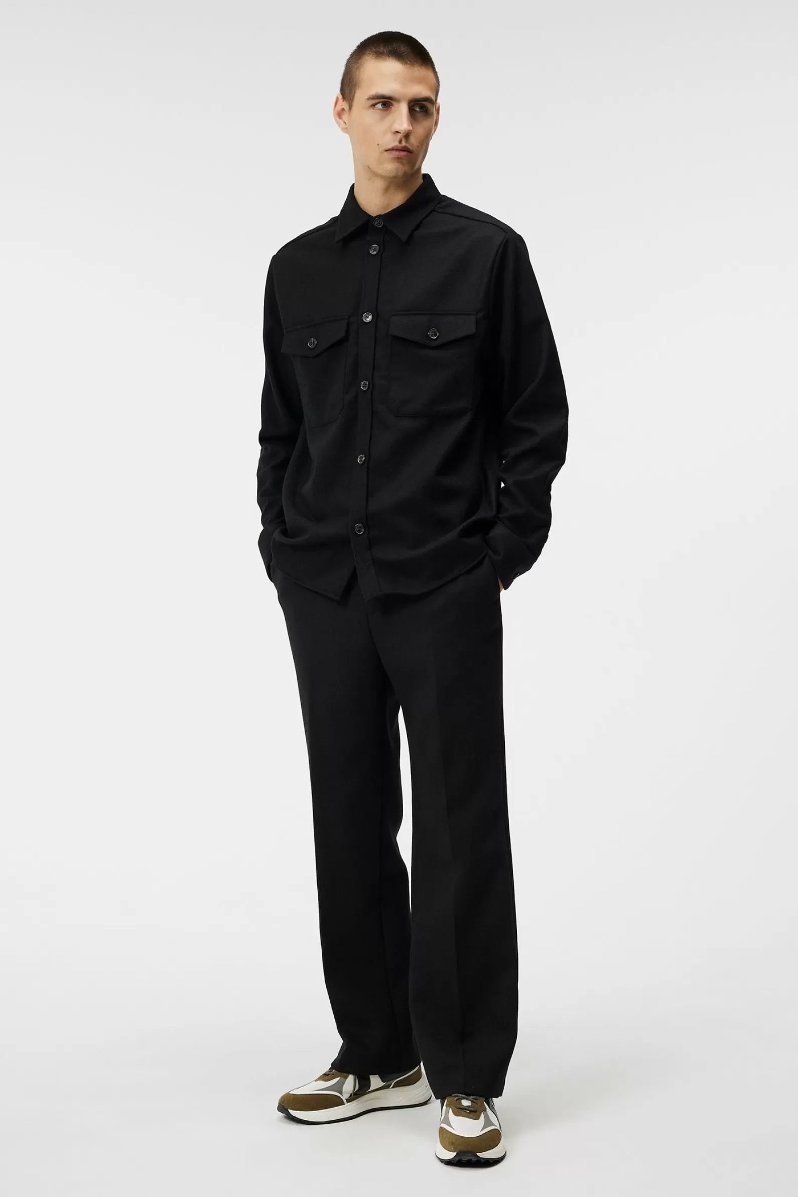 J.Lindeberg Flat Wool Overshirt Black*MÄN Jackor | Övertröjor