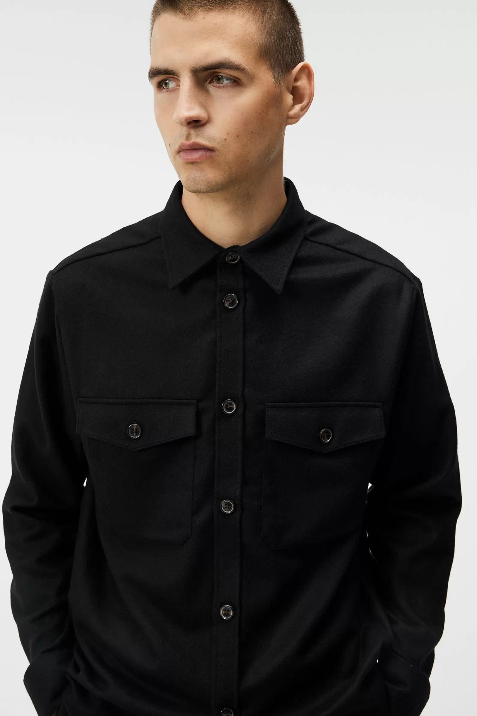 J.Lindeberg Flat Wool Overshirt Black*MÄN Jackor | Övertröjor