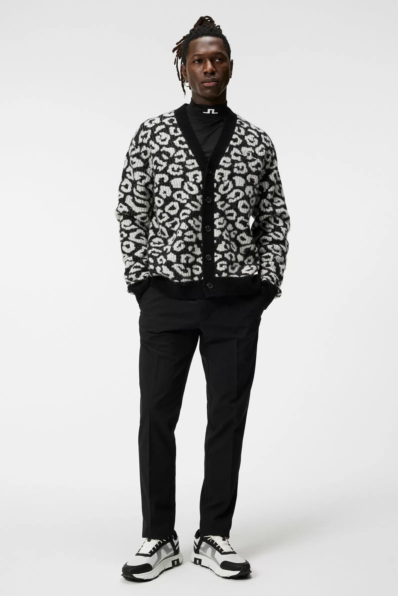 J.Lindeberg Frederic Jacquard Cardigan Bw Leopard*MÄN Stickat