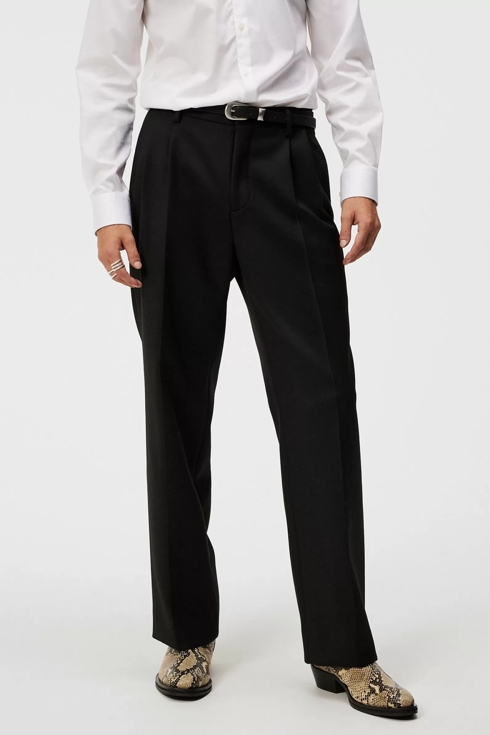 J.Lindeberg Haij Double Pleat Pants Black*MÄN Byxor