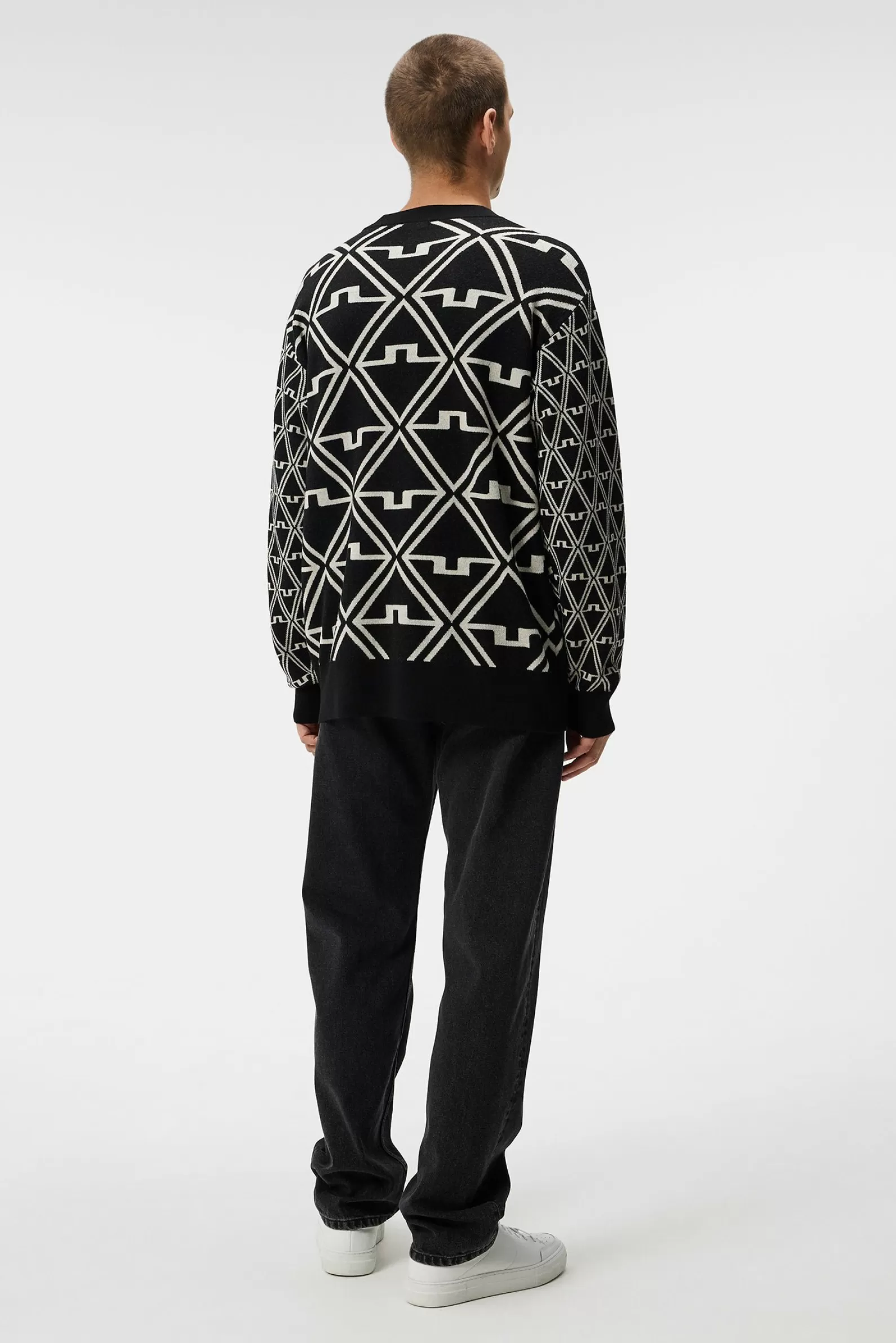 J.Lindeberg Isaac Jacquard Knitted Sweater Black*MÄN Stickat