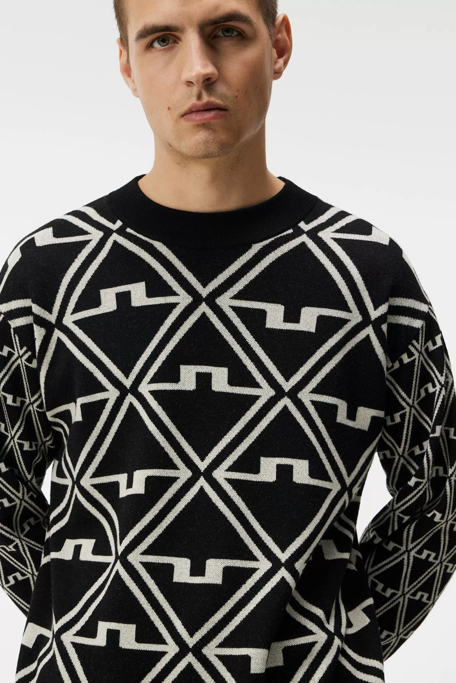 J.Lindeberg Isaac Jacquard Knitted Sweater Black*MÄN Stickat