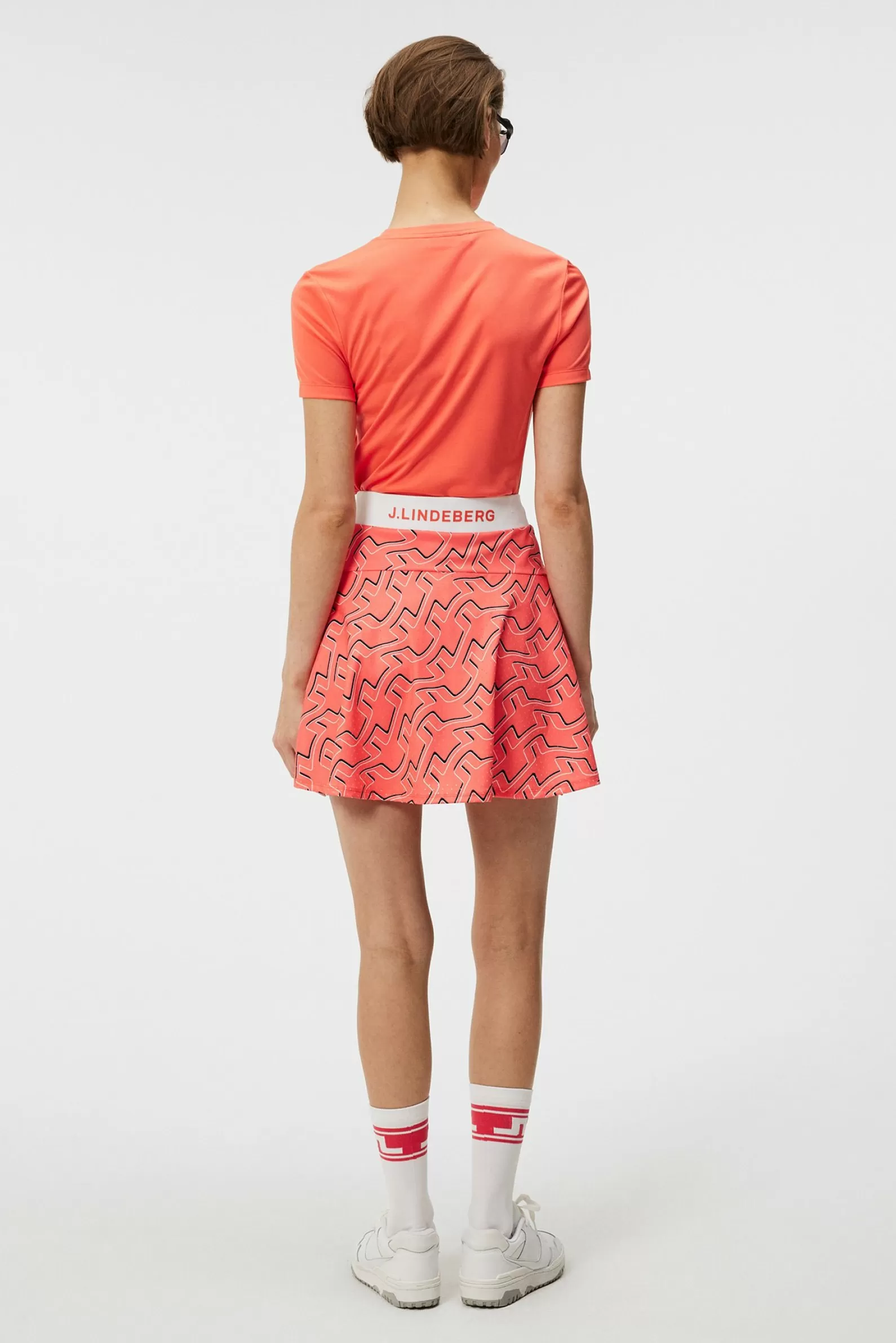 J.Lindeberg Jane Print Skirt Outline Bridge Wave Coral*KVINNOR Kjolar