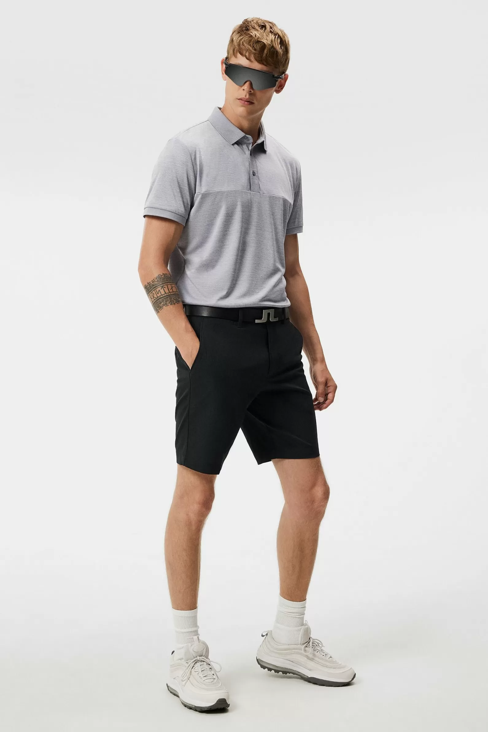 J.Lindeberg Jeff Reg Fit Polo Grey Melange*MÄN Polotröjor