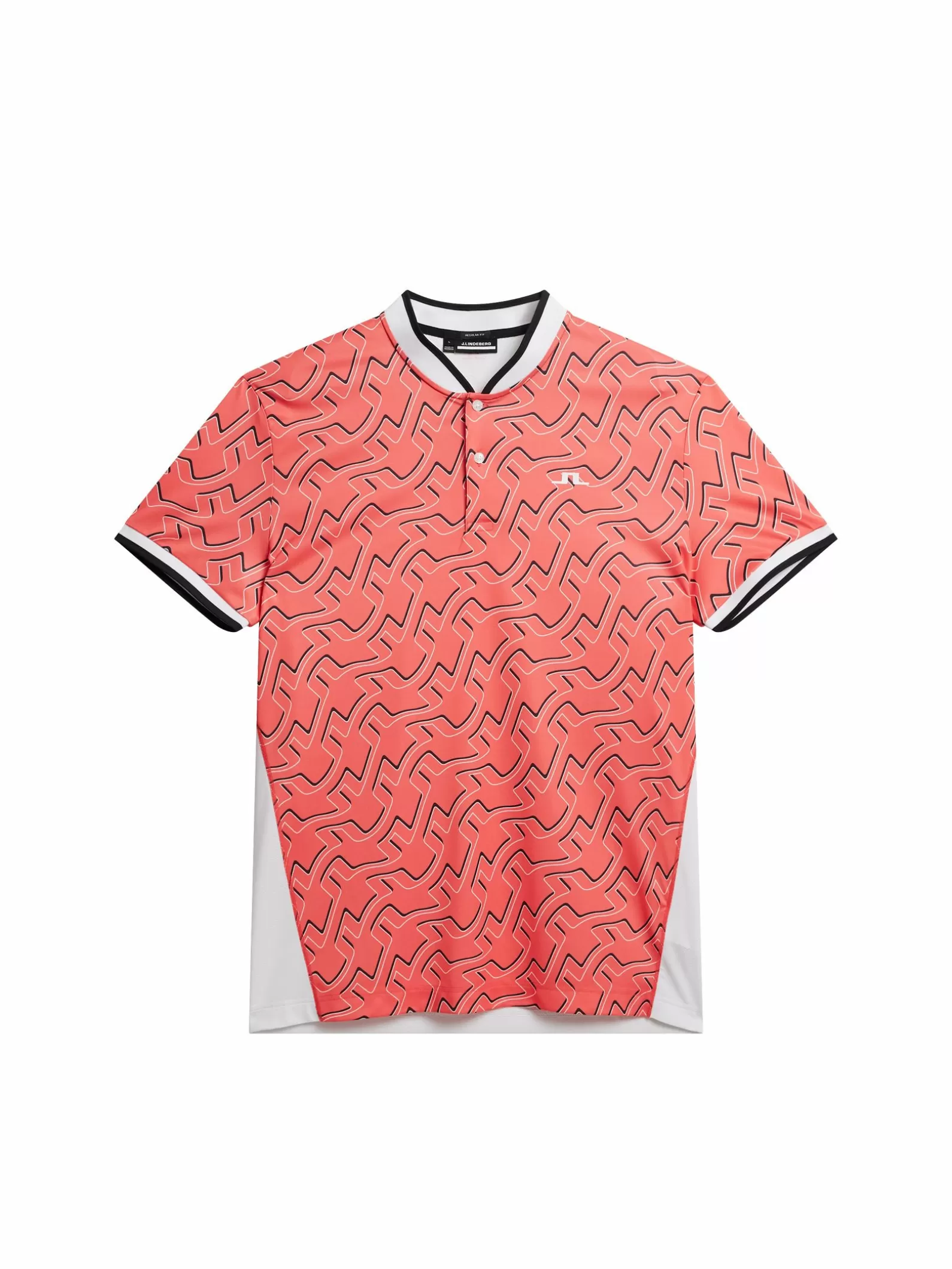 J.Lindeberg Jensen Print Reg Fit Polo Outline Bridge Wave Coral*MÄN Polotröjor