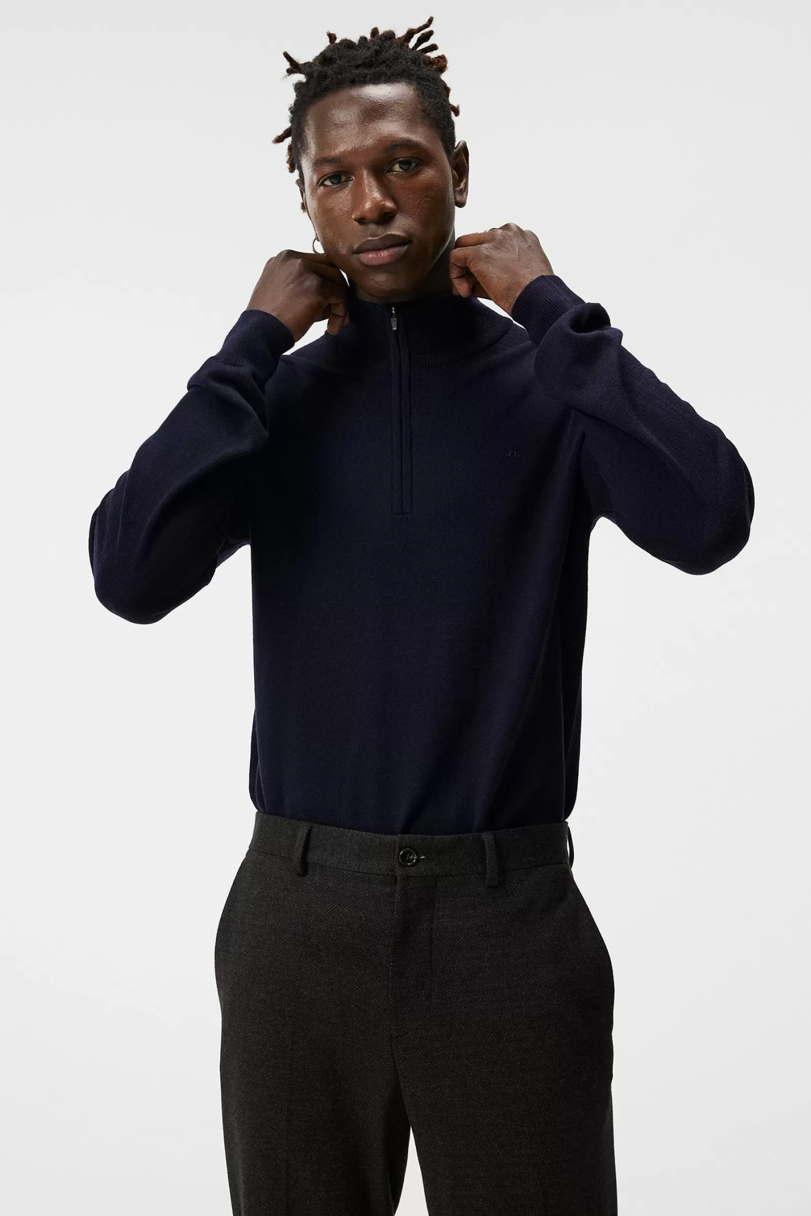 J.Lindeberg Kiyan Quarter Zip Sweater Jl Navy*MÄN Stickat