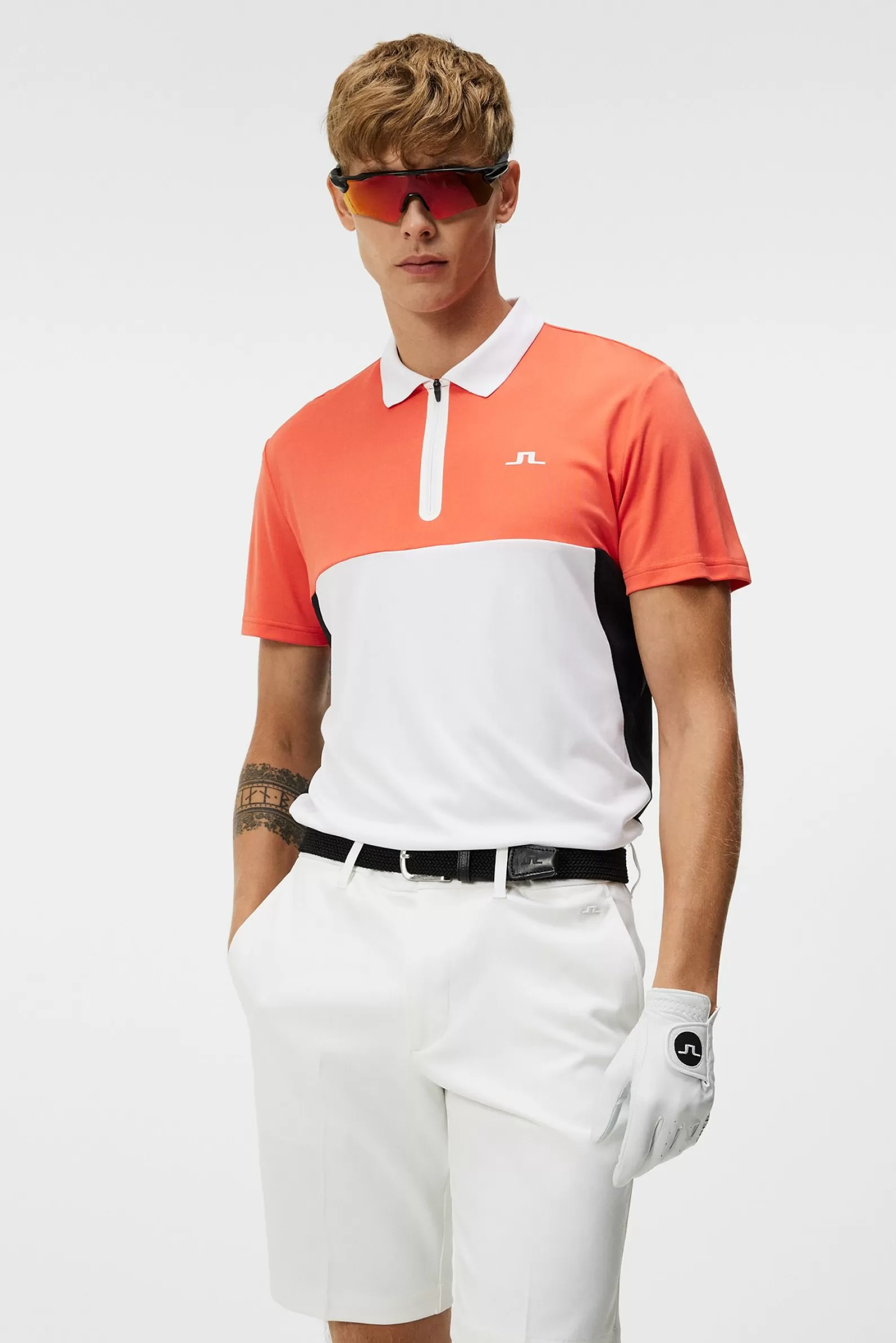 J.Lindeberg Kohen Reg Fit Polo Hot Coral*MÄN Polotröjor