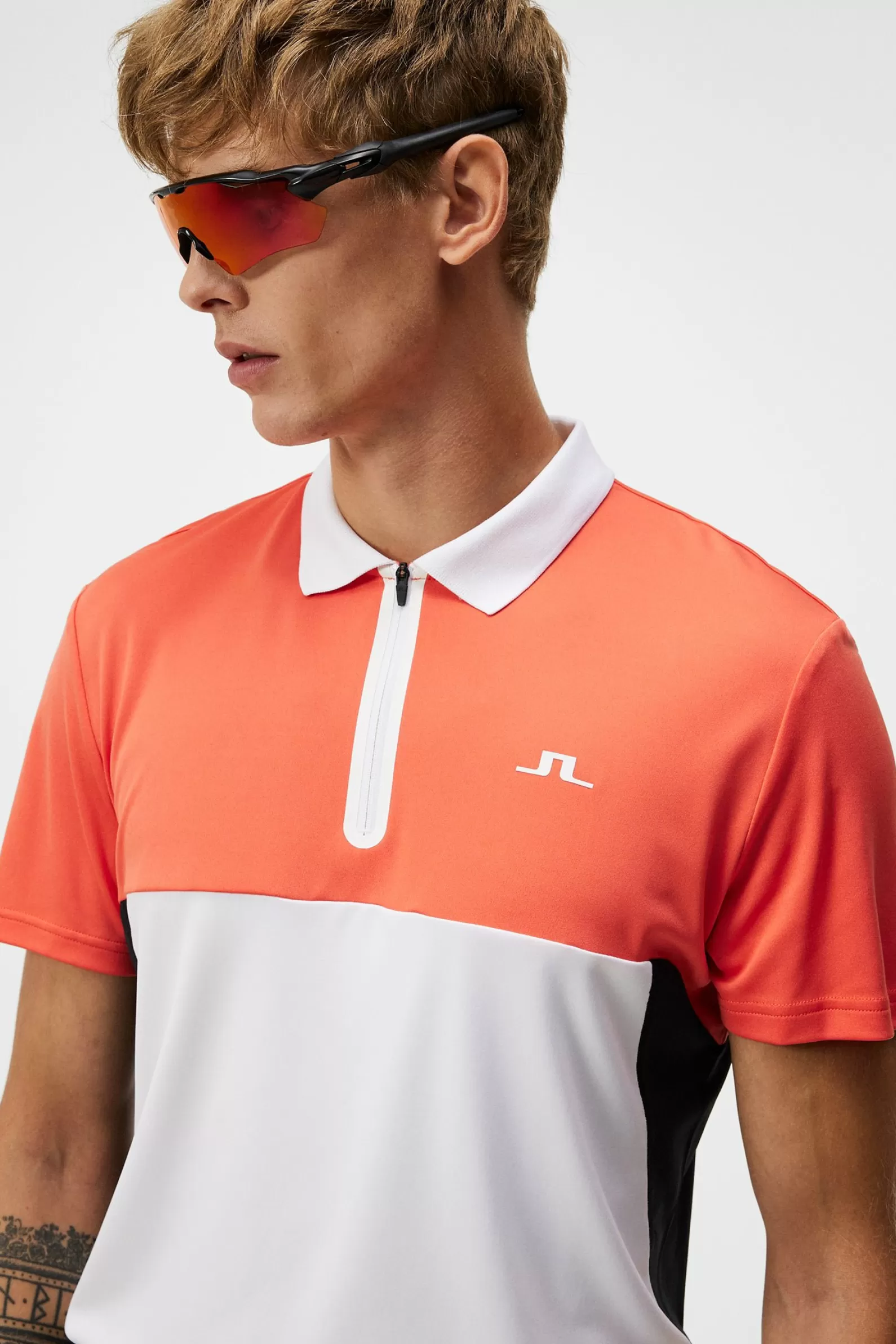 J.Lindeberg Kohen Reg Fit Polo Hot Coral*MÄN Polotröjor