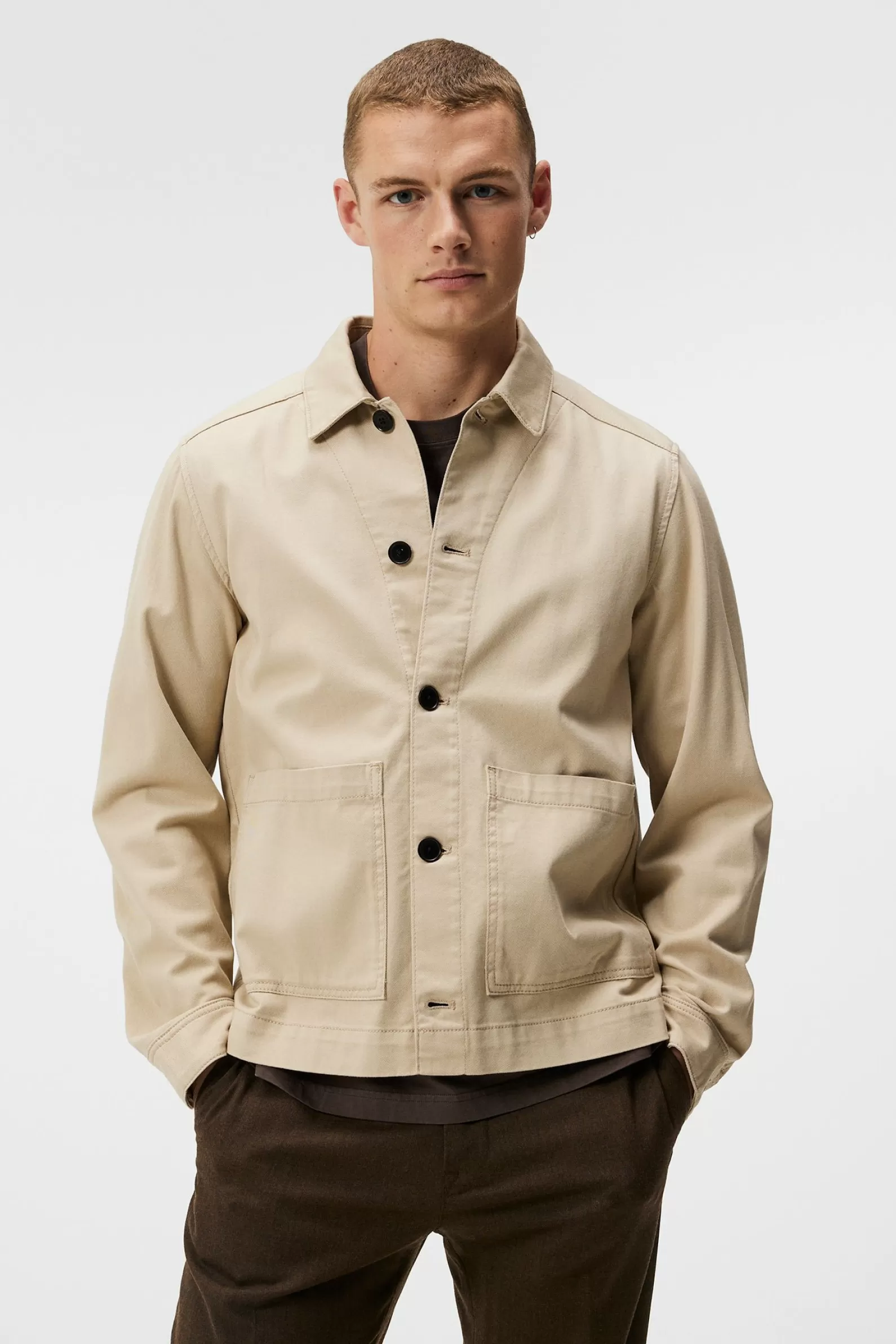 J.Lindeberg Lando Organic Twill Overshirt Oyster Gray*MÄN Jackor | Övertröjor