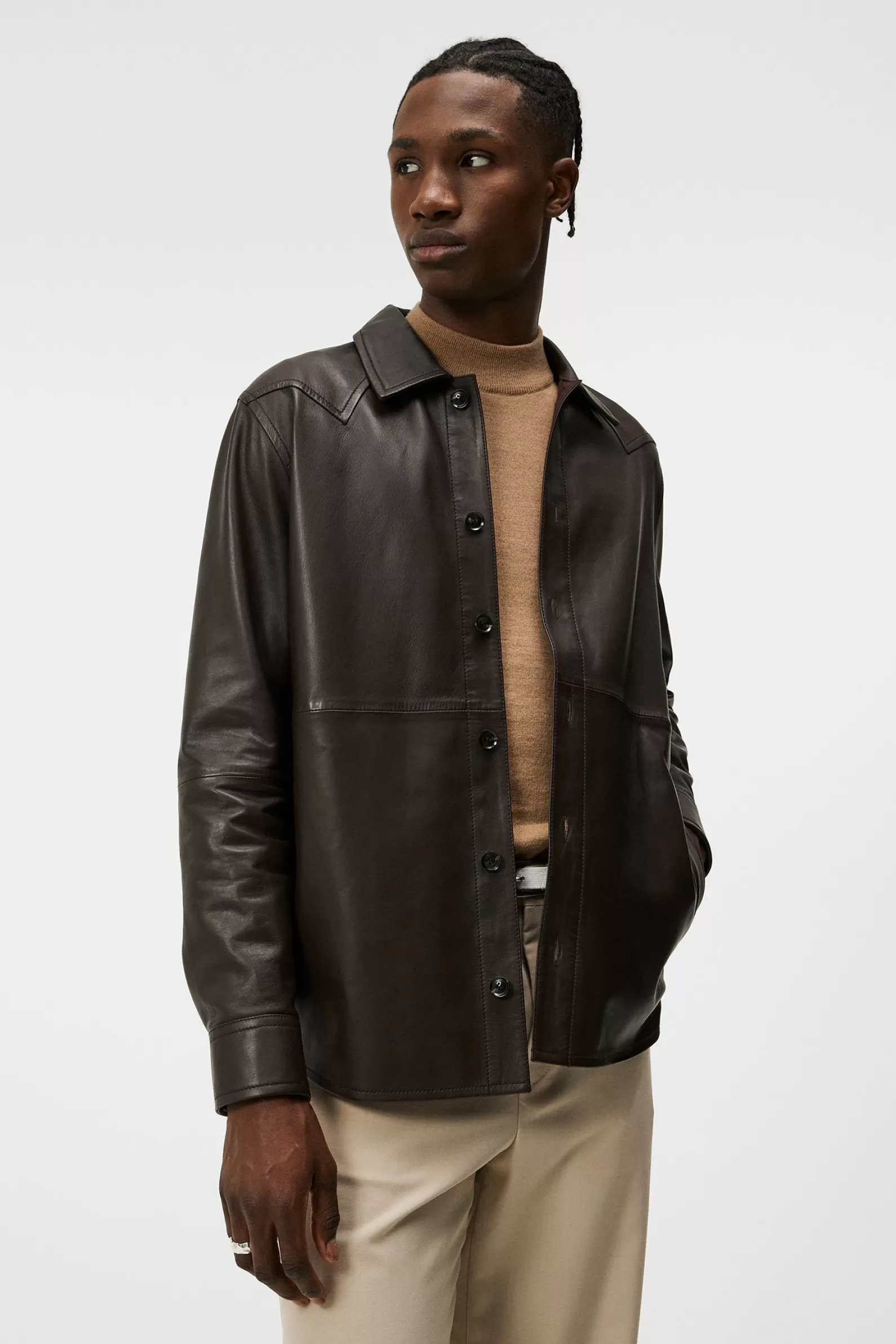 J.Lindeberg Landon Leather Overshirt Delicioso*MÄN Jackor | Övertröjor | Skjortor