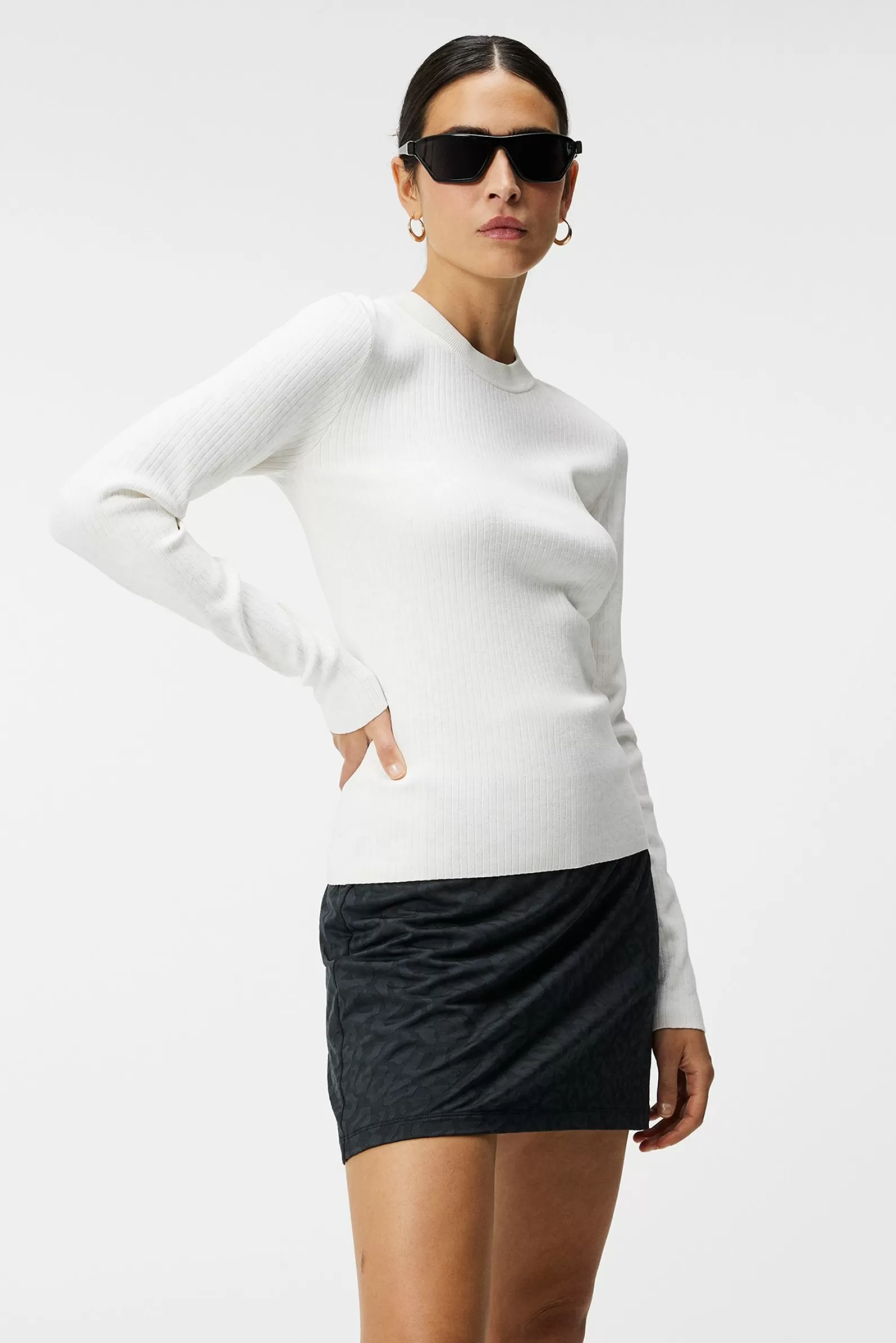 J.Lindeberg Louise Rib Jacquard Knit White*KVINNOR Stickat