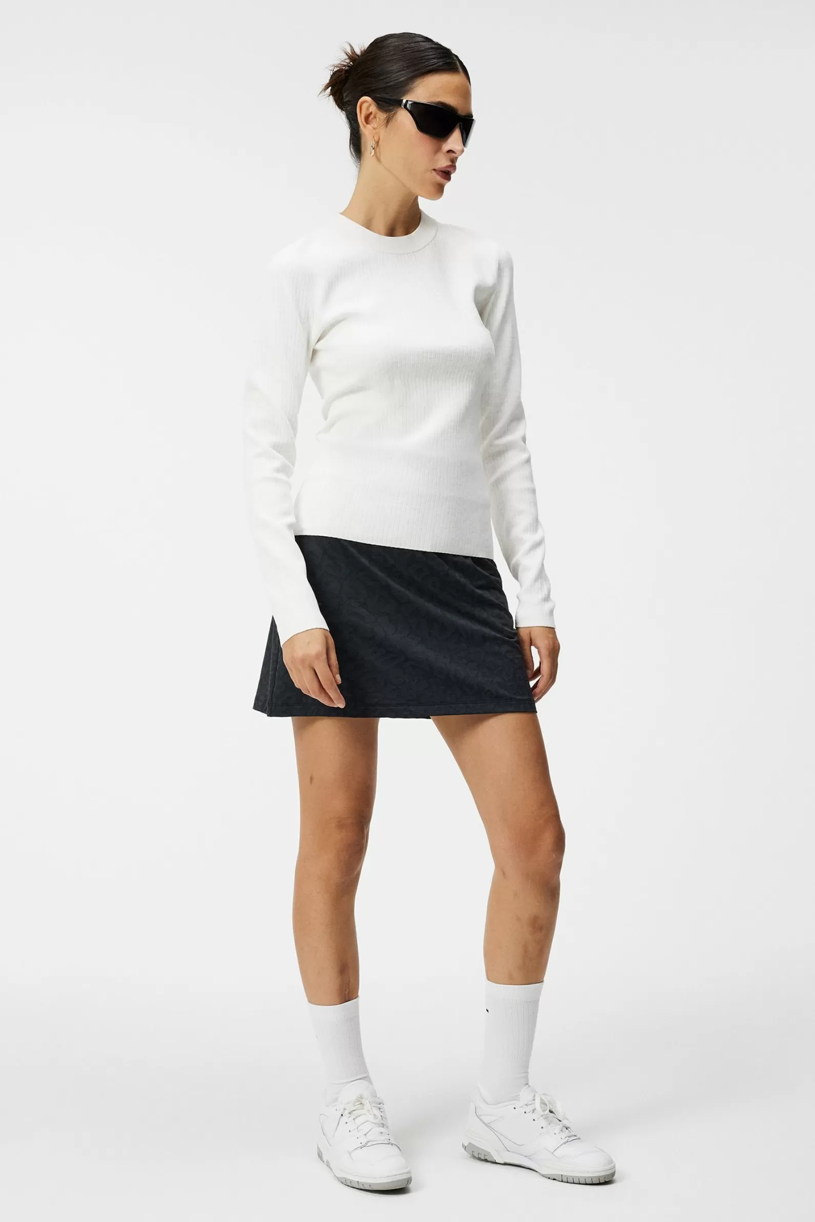 J.Lindeberg Louise Rib Jacquard Knit White*KVINNOR Stickat