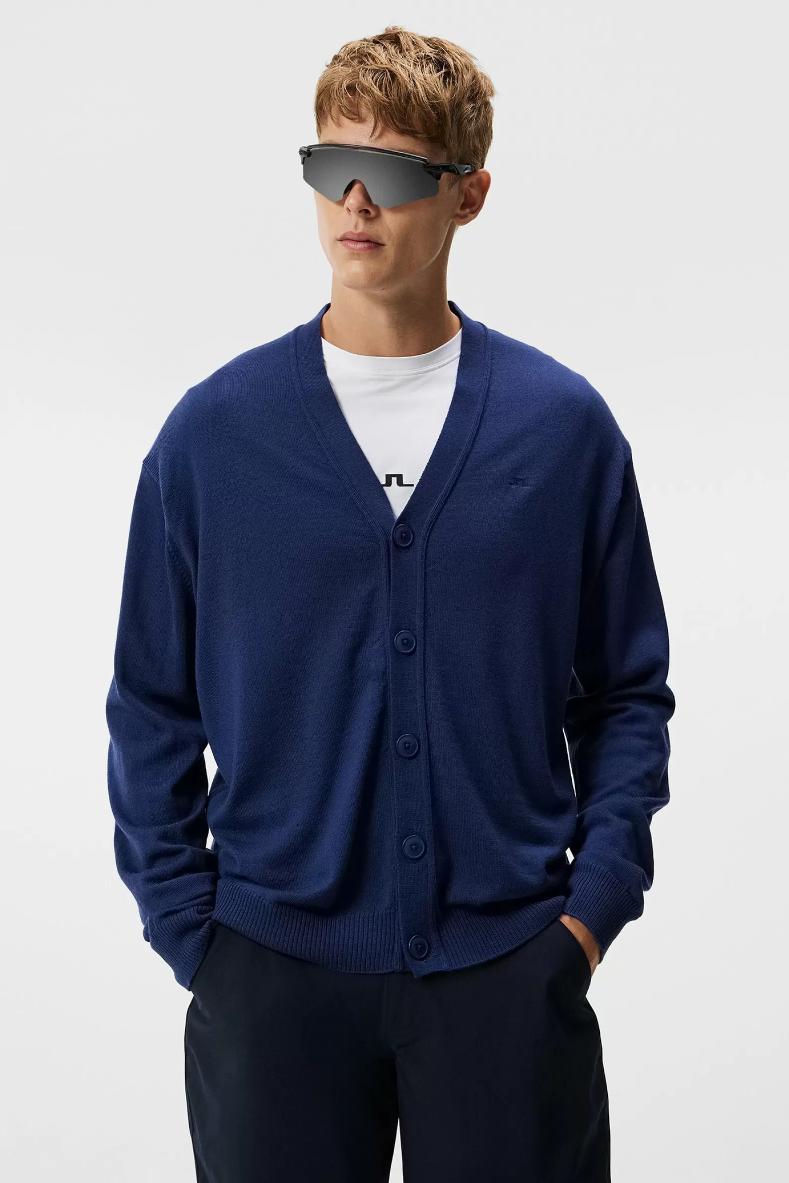 J.Lindeberg Lucas Knitted Cardigan Estate Blue*MÄN Stickat