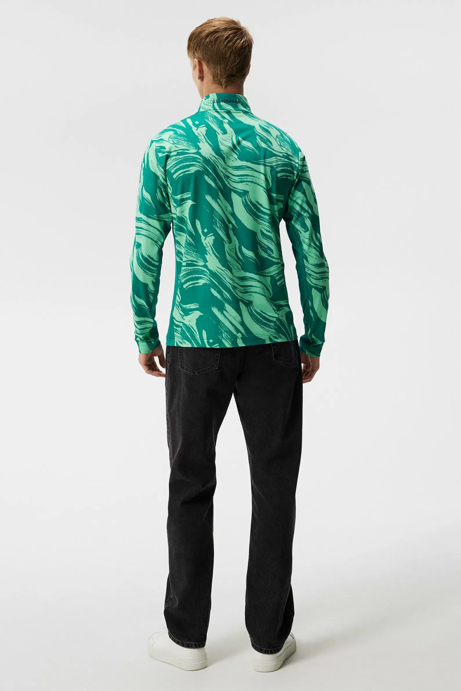 J.Lindeberg Luke Print Half Zip Mid Layer Green Valley*MÄN Bas- och mellanlager