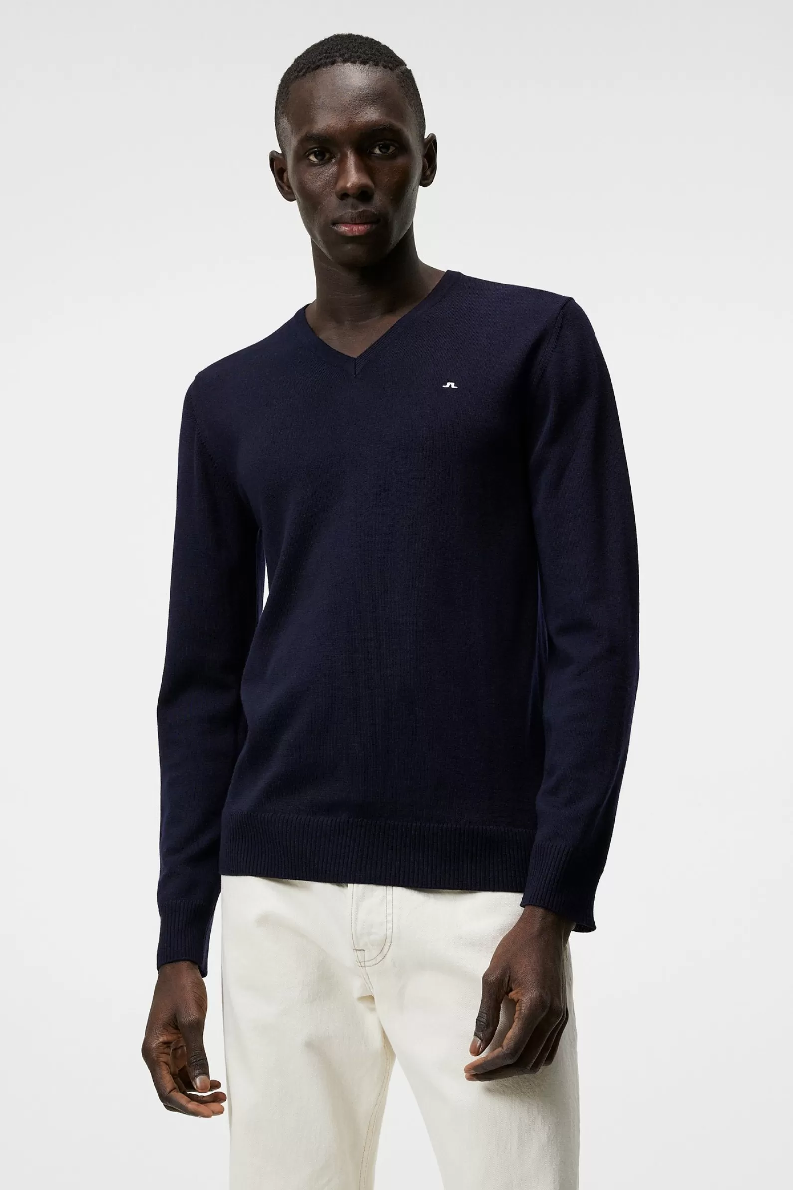 J.Lindeberg Lymann Merino V-Neck Sweater Navy*MÄN Stickat