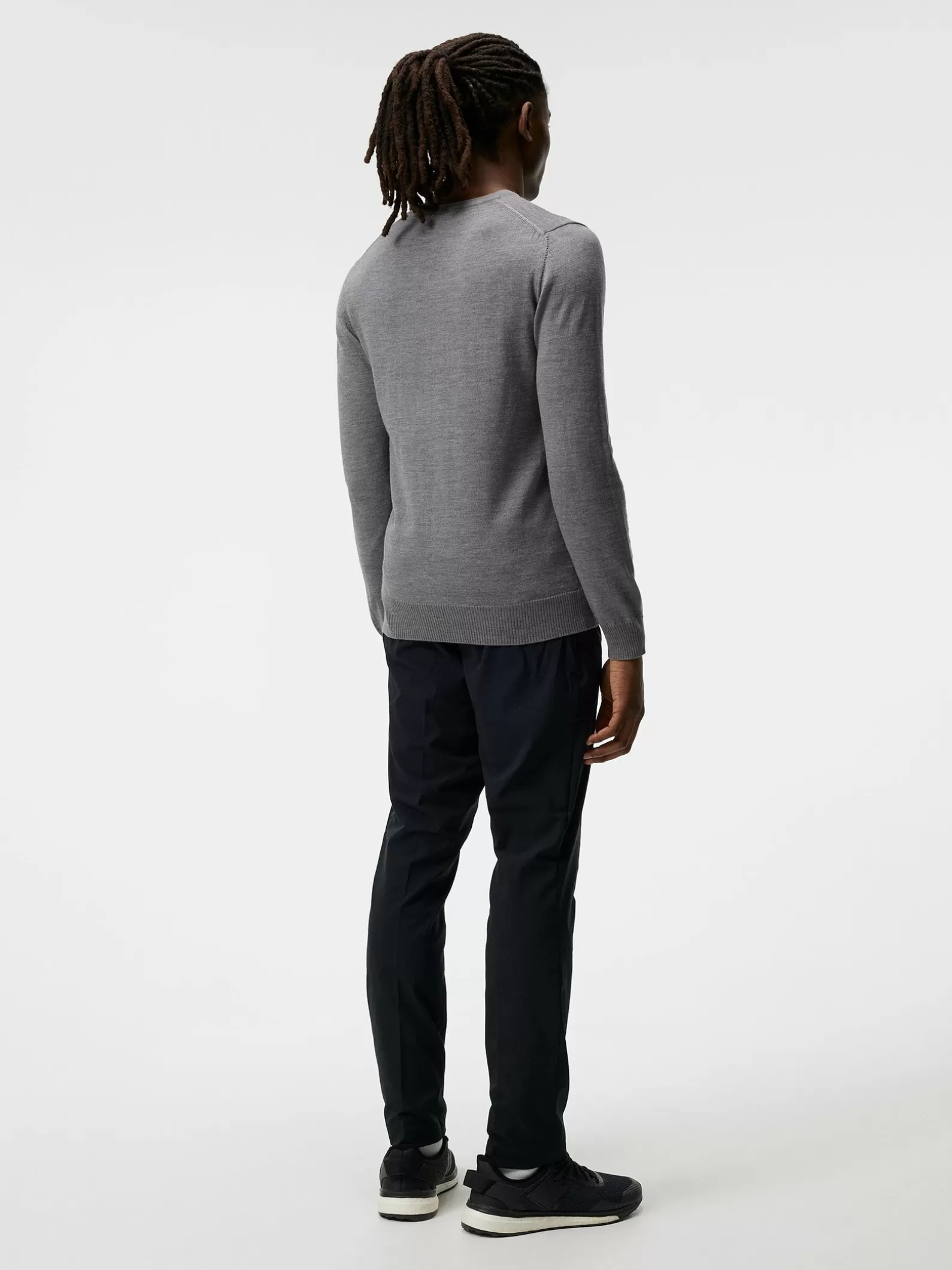 J.Lindeberg Lymann Merino V-Neck Sweater Grey Melange*MÄN Stickat